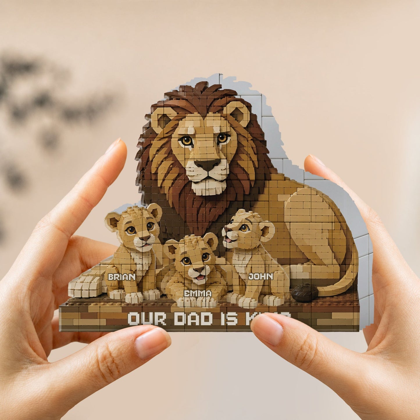 Our Dad Is King Lion - Personalized Father Shaped Building Blocks