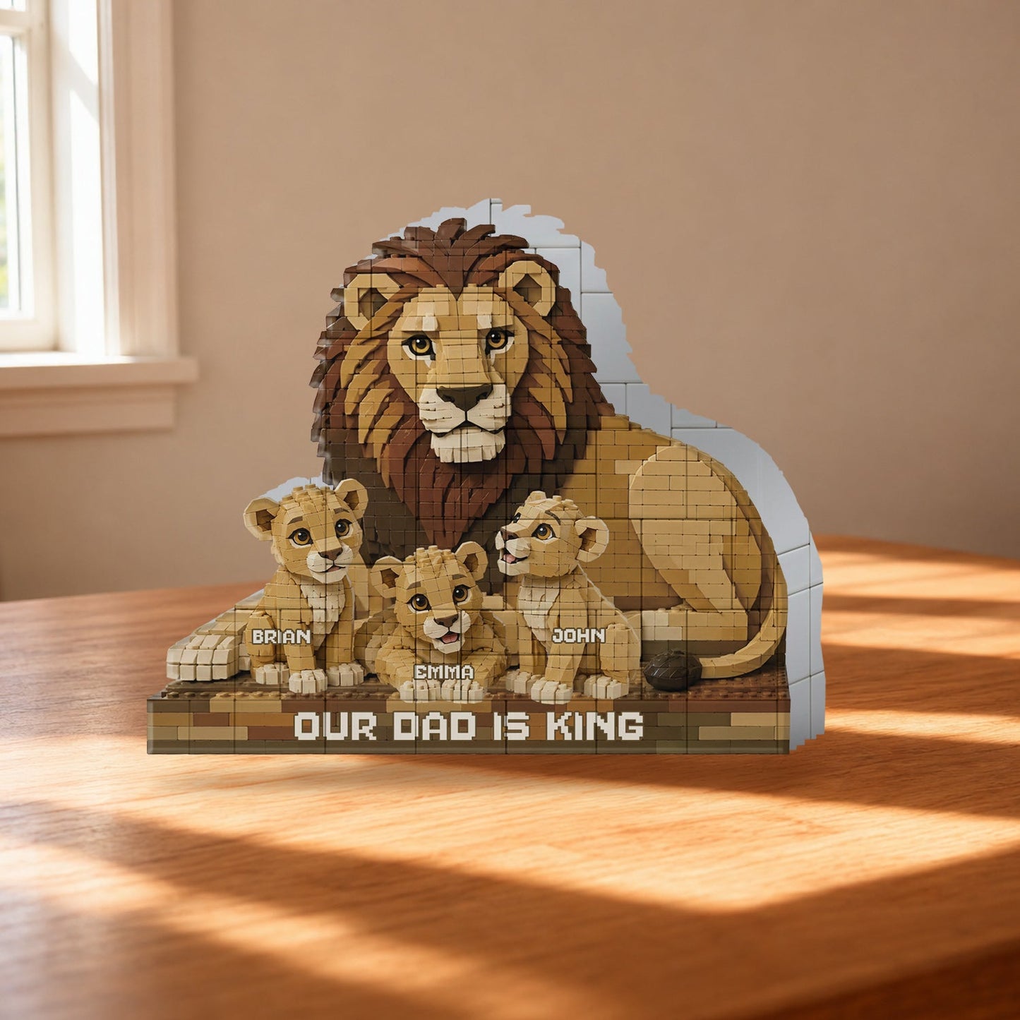 Our Dad Is King Lion - Personalized Father Shaped Building Blocks