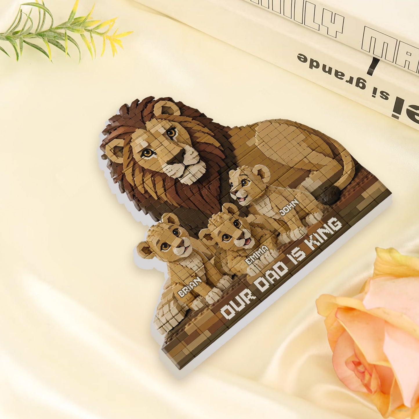 Our Dad Is King Lion - Personalized Father Shaped Building Blocks