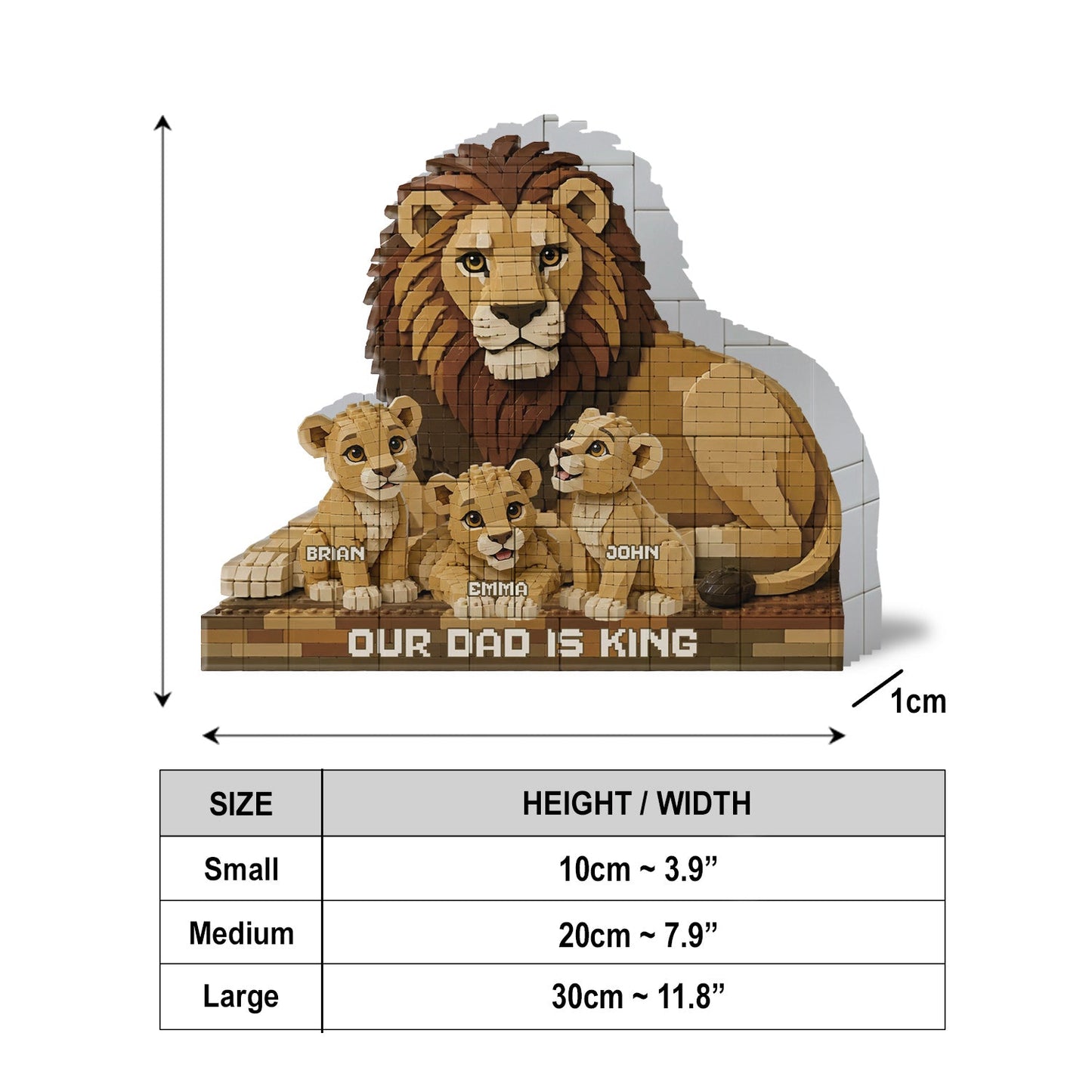 Our Dad Is King Lion - Personalized Father Shaped Building Blocks