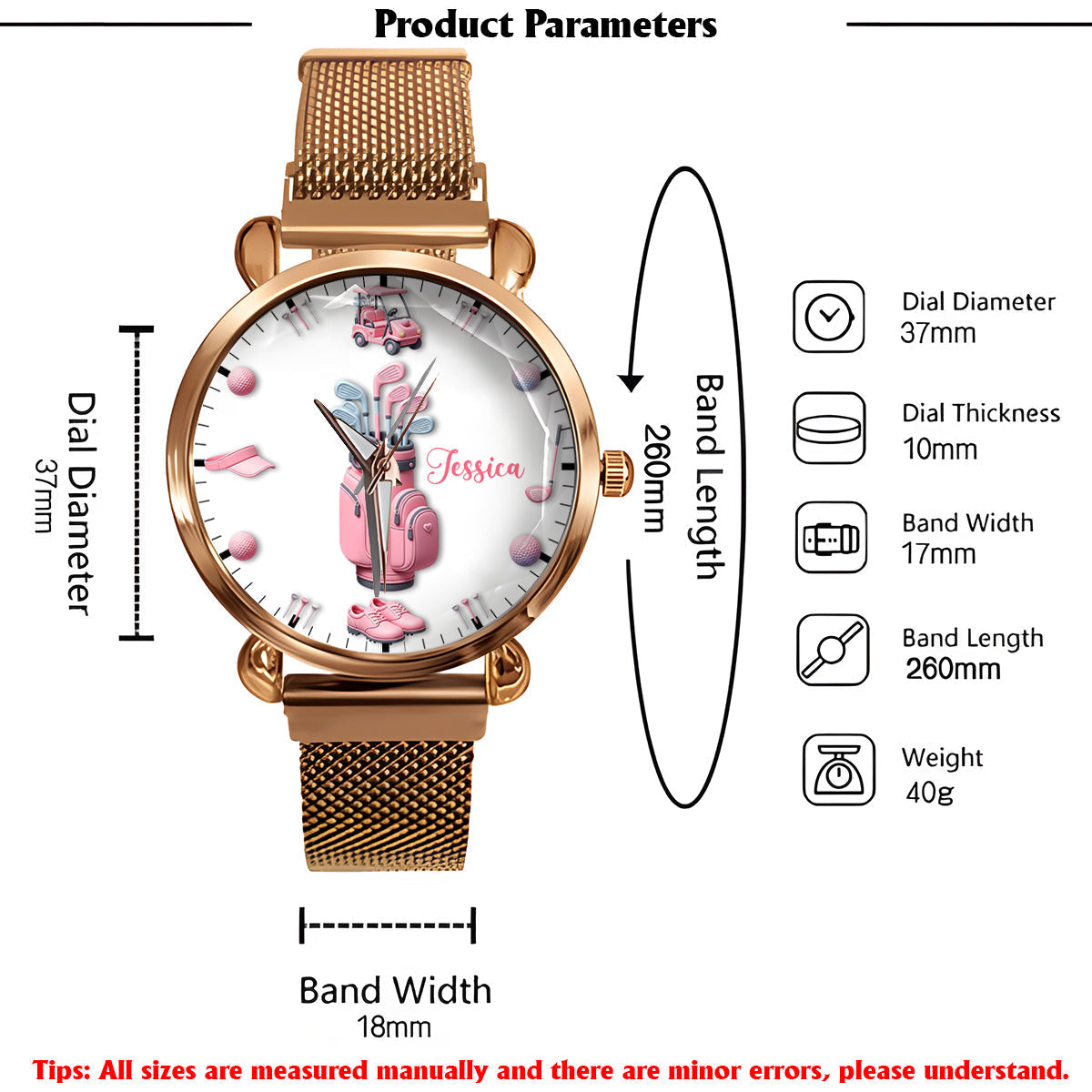 Love Golf - Personalized Golf Women Hand Watch
