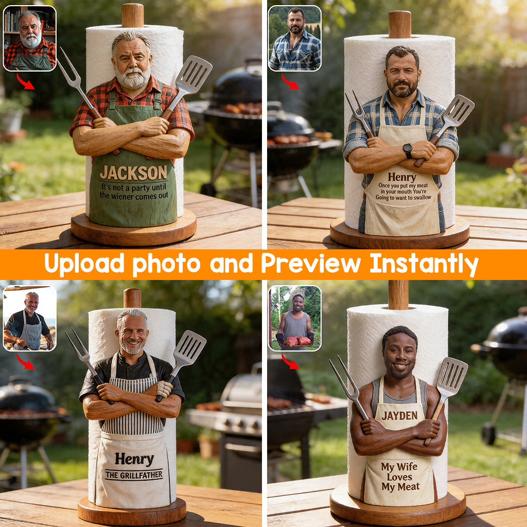 The Grillfather - Personalized Grilling Paper Towel Stand