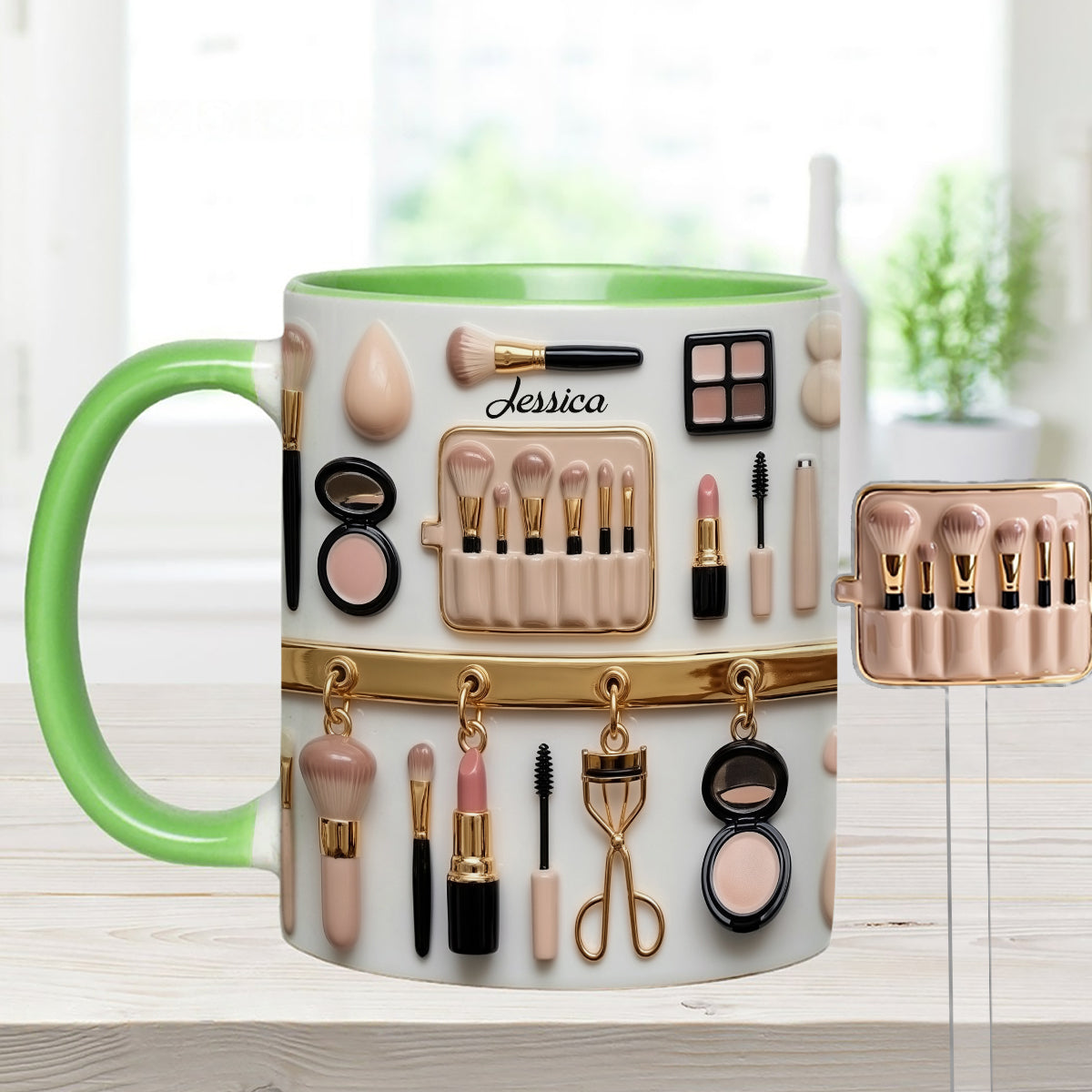 Makeup Artist - Personalized Makeup Set Accent Mug with Acrylic Stirrers
