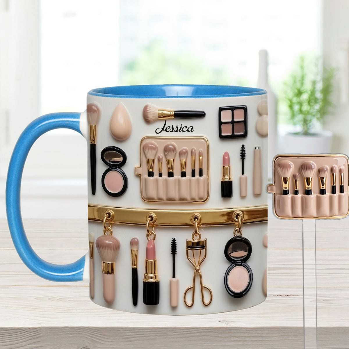Makeup Artist - Personalized Makeup Set Accent Mug with Acrylic Stirrers