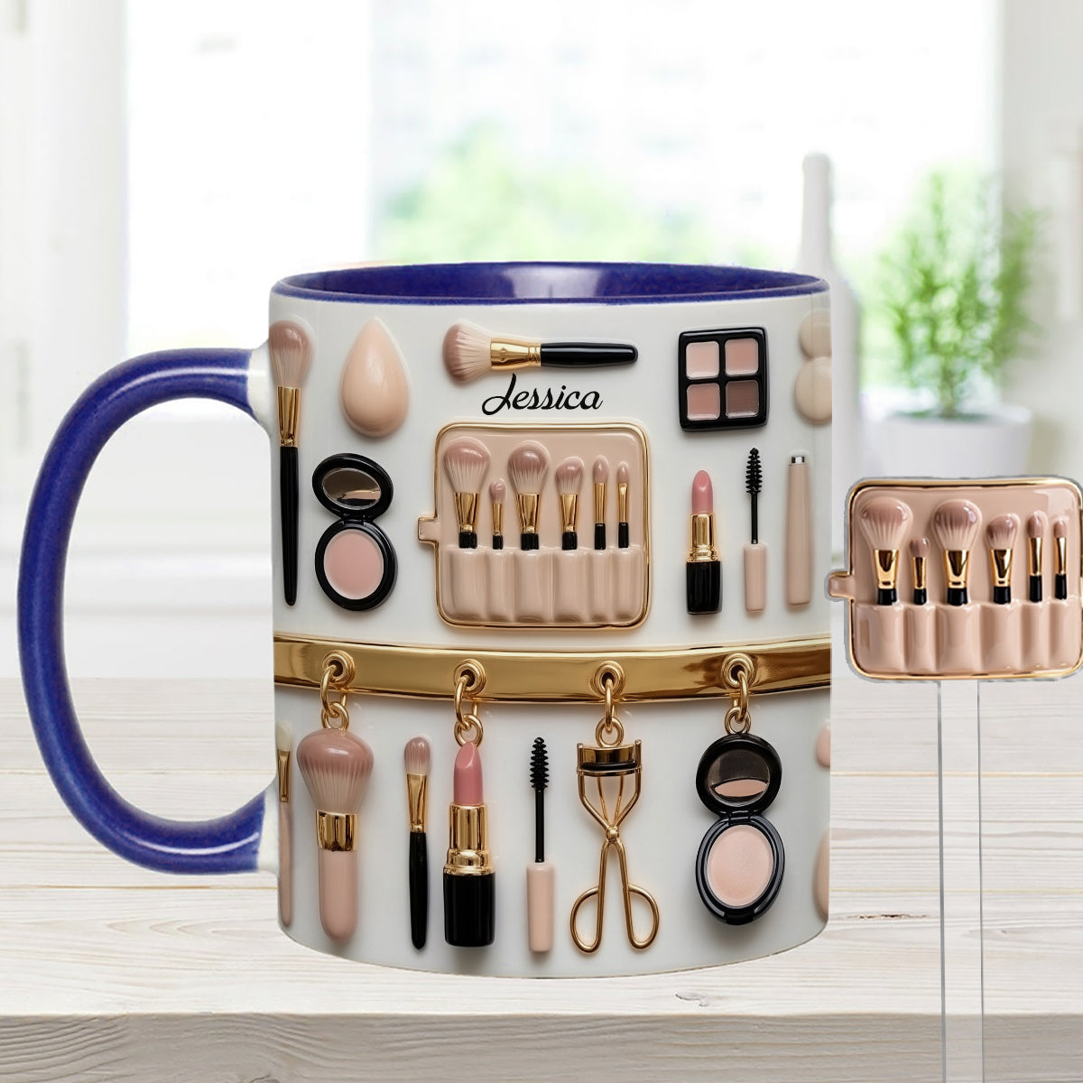 Makeup Artist - Personalized Makeup Set Accent Mug with Acrylic Stirrers
