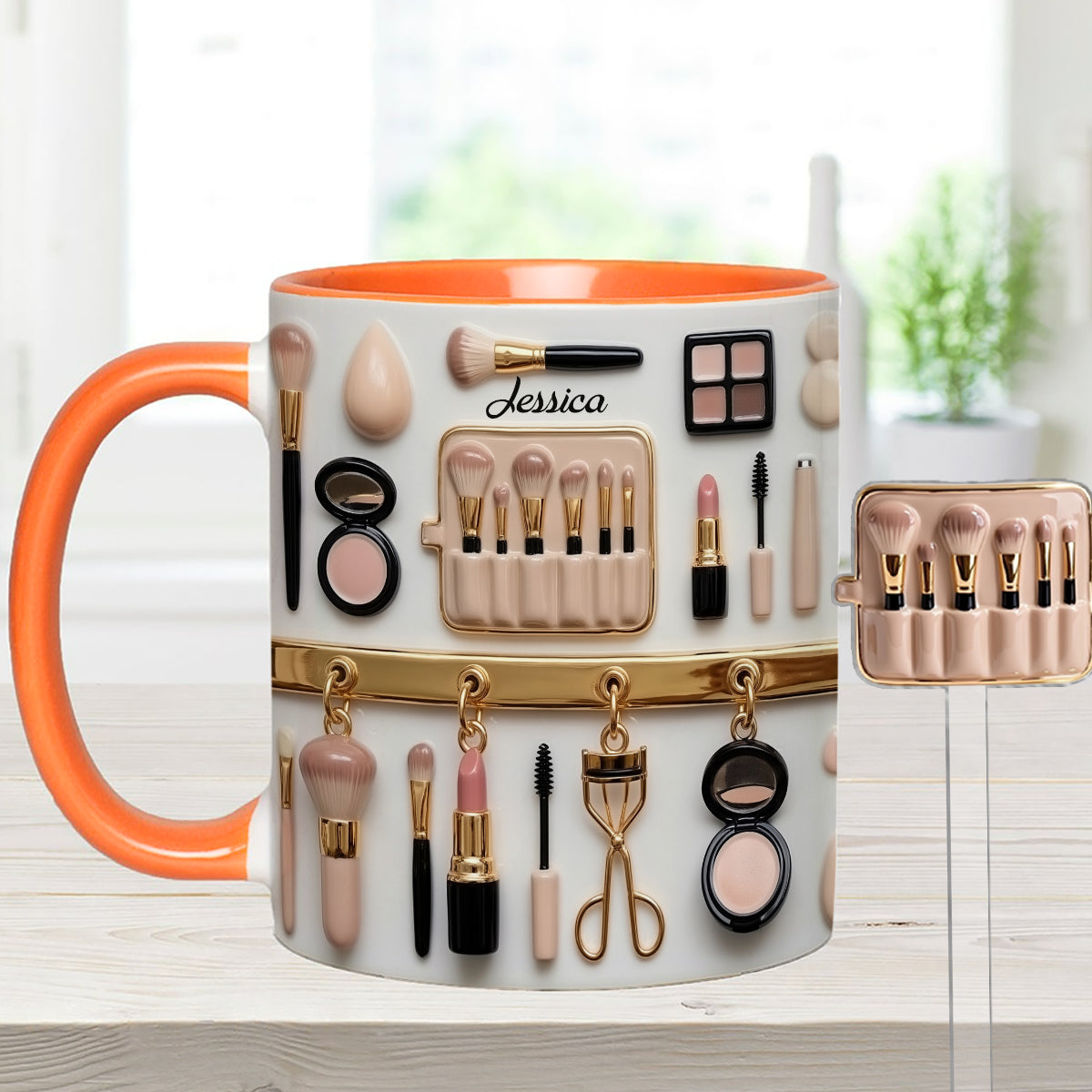 Makeup Artist - Personalized Makeup Set Accent Mug with Acrylic Stirrers