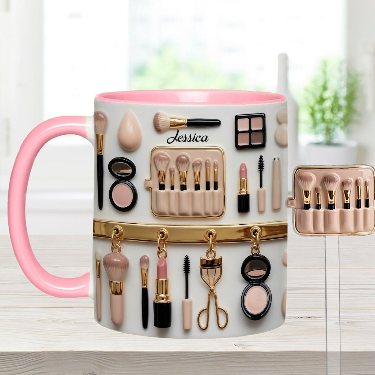 Makeup Artist - Personalized Makeup Set Accent Mug with Acrylic Stirrers