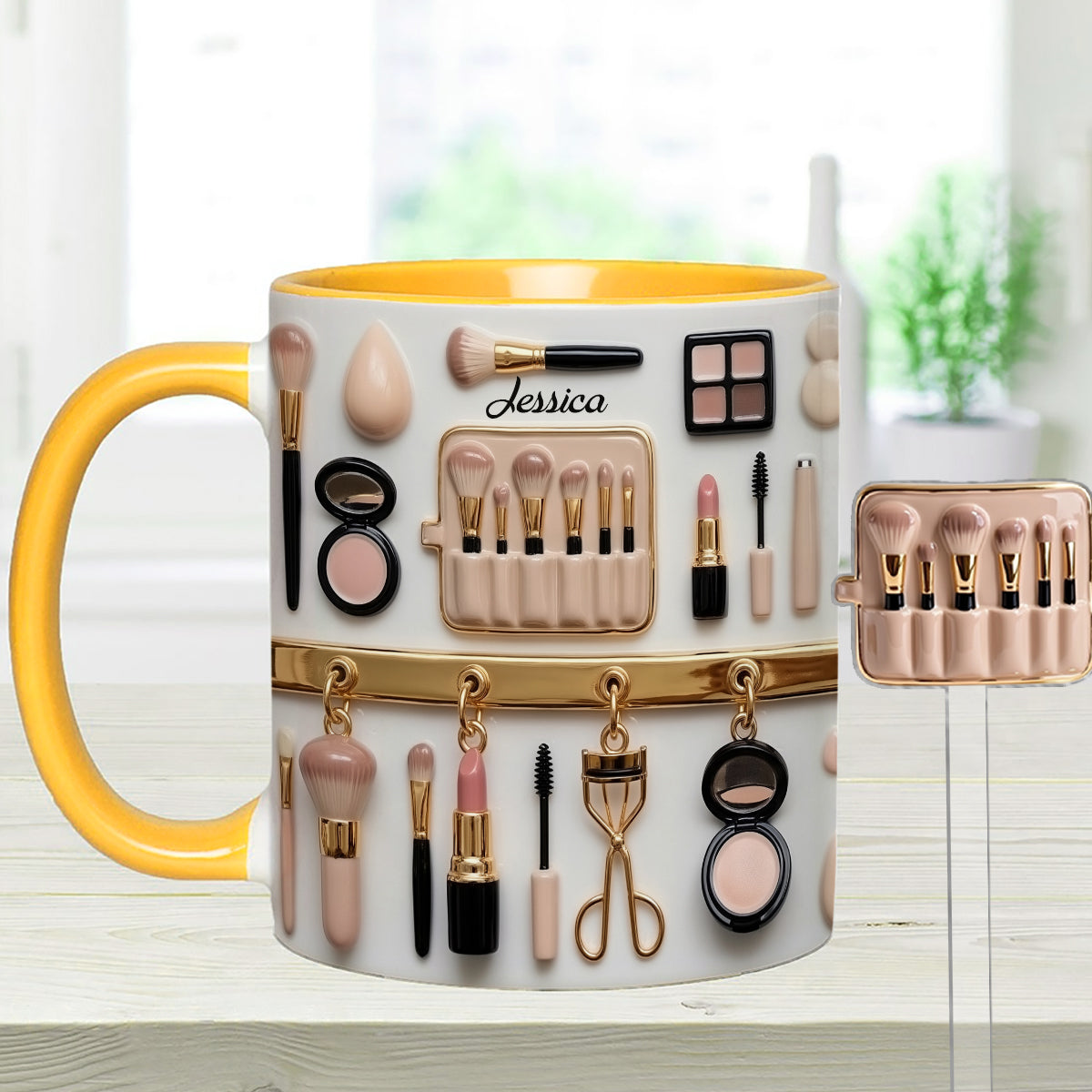 Makeup Artist - Personalized Makeup Set Accent Mug with Acrylic Stirrers