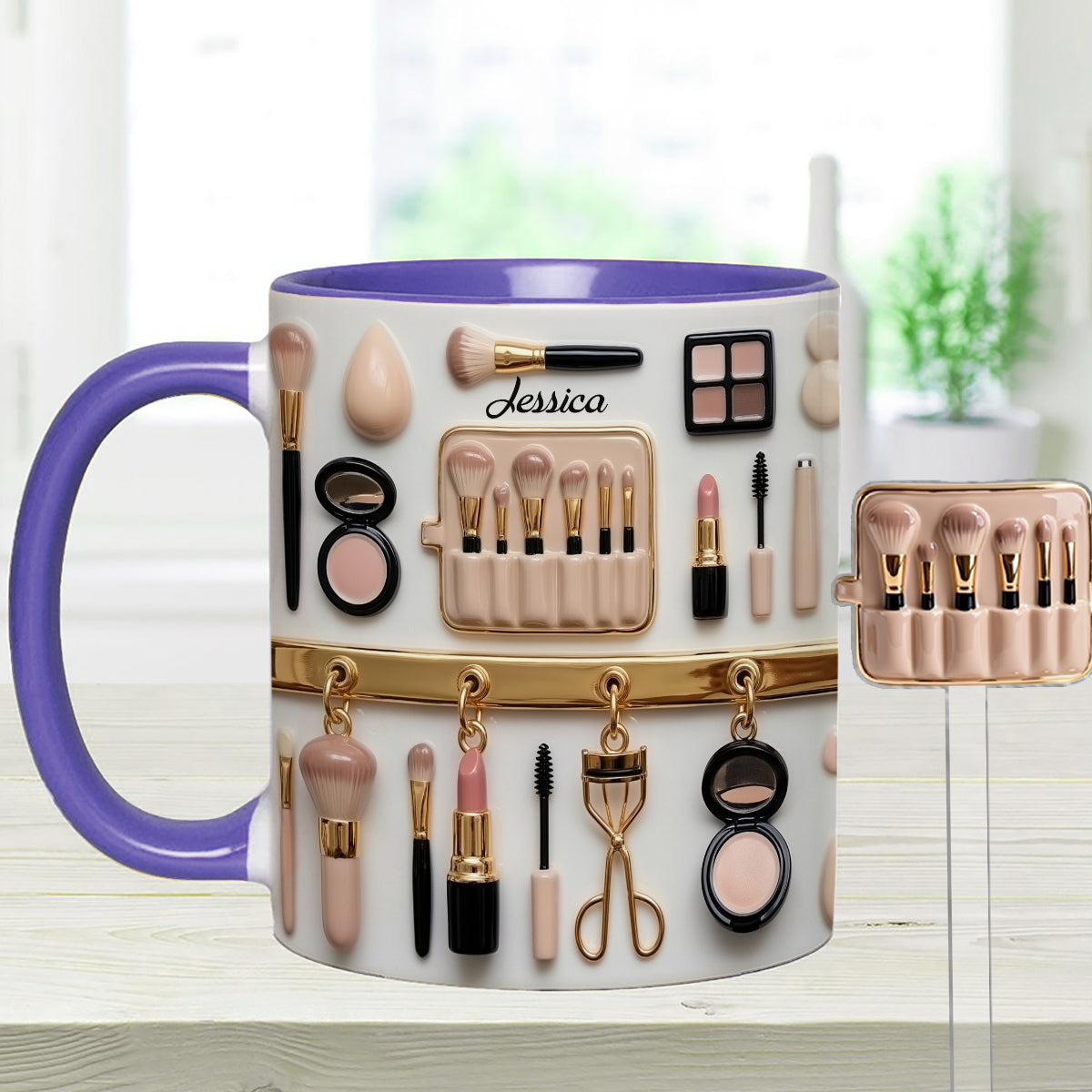 Makeup Artist - Personalized Makeup Set Accent Mug with Acrylic Stirrers