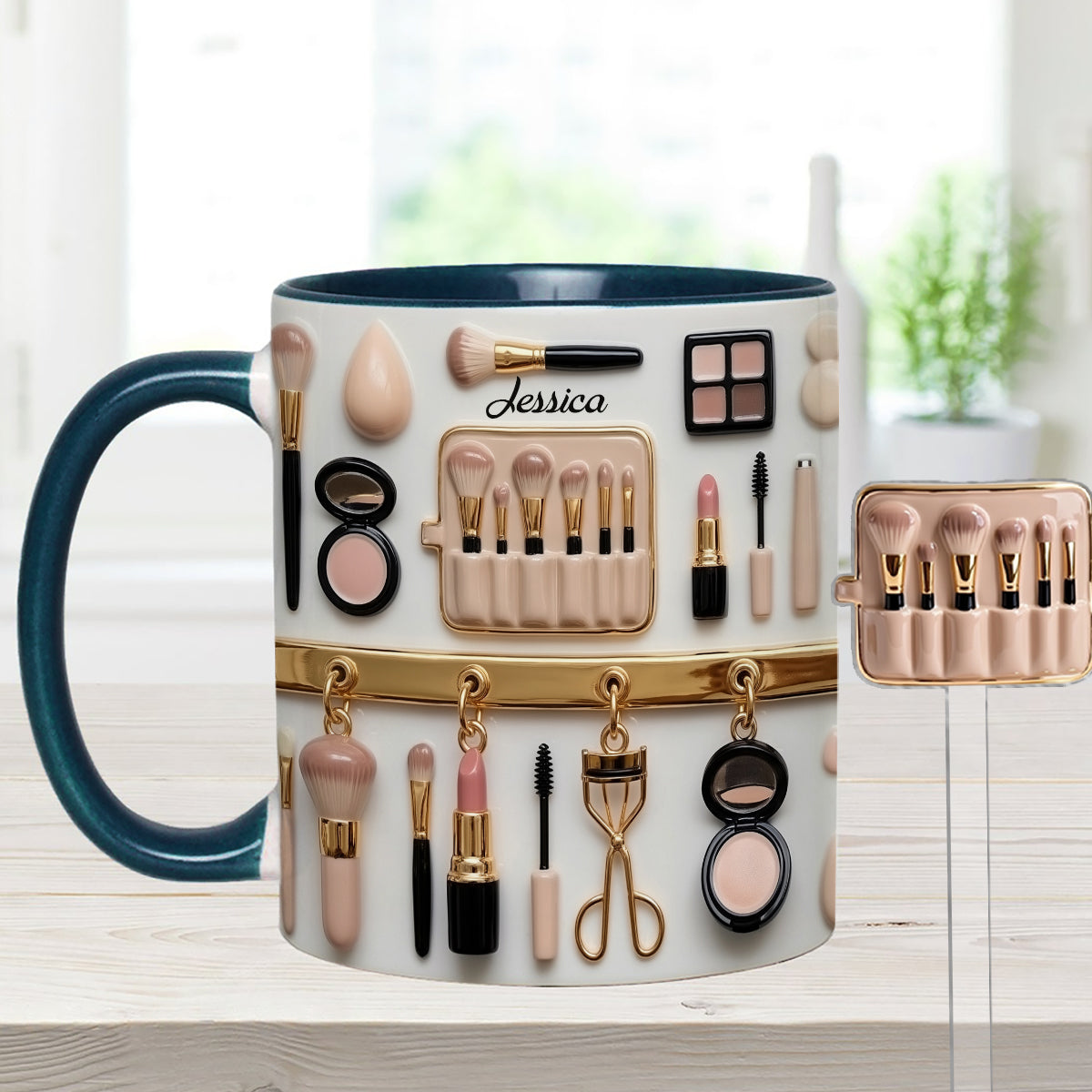 Makeup Artist - Personalized Makeup Set Accent Mug with Acrylic Stirrers