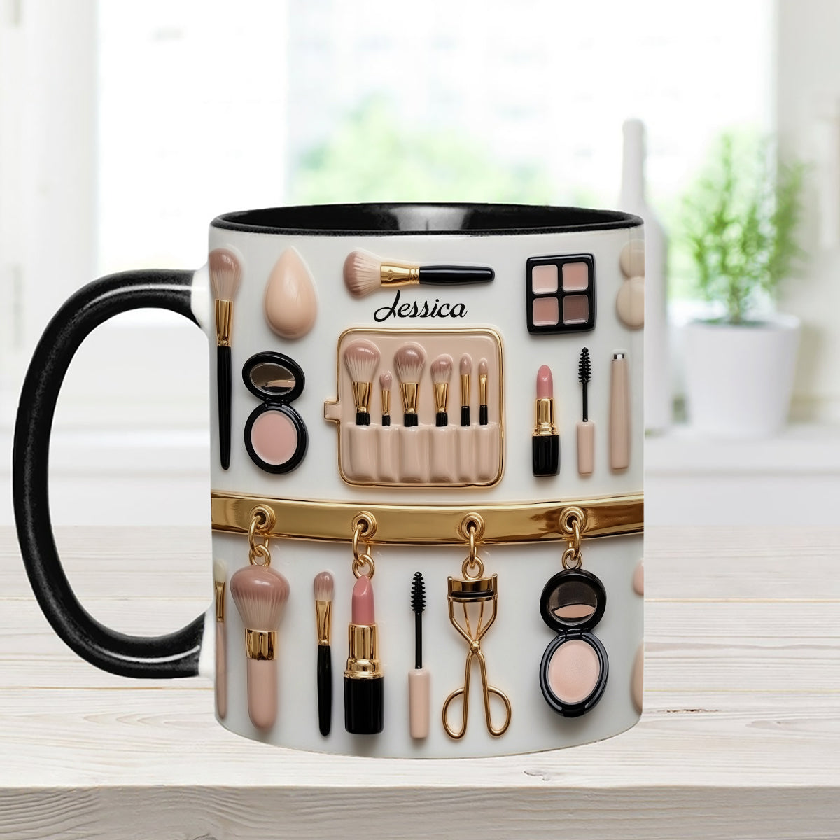 Makeup Artist - Personalized Makeup Set Accent Mug with Acrylic Stirrers