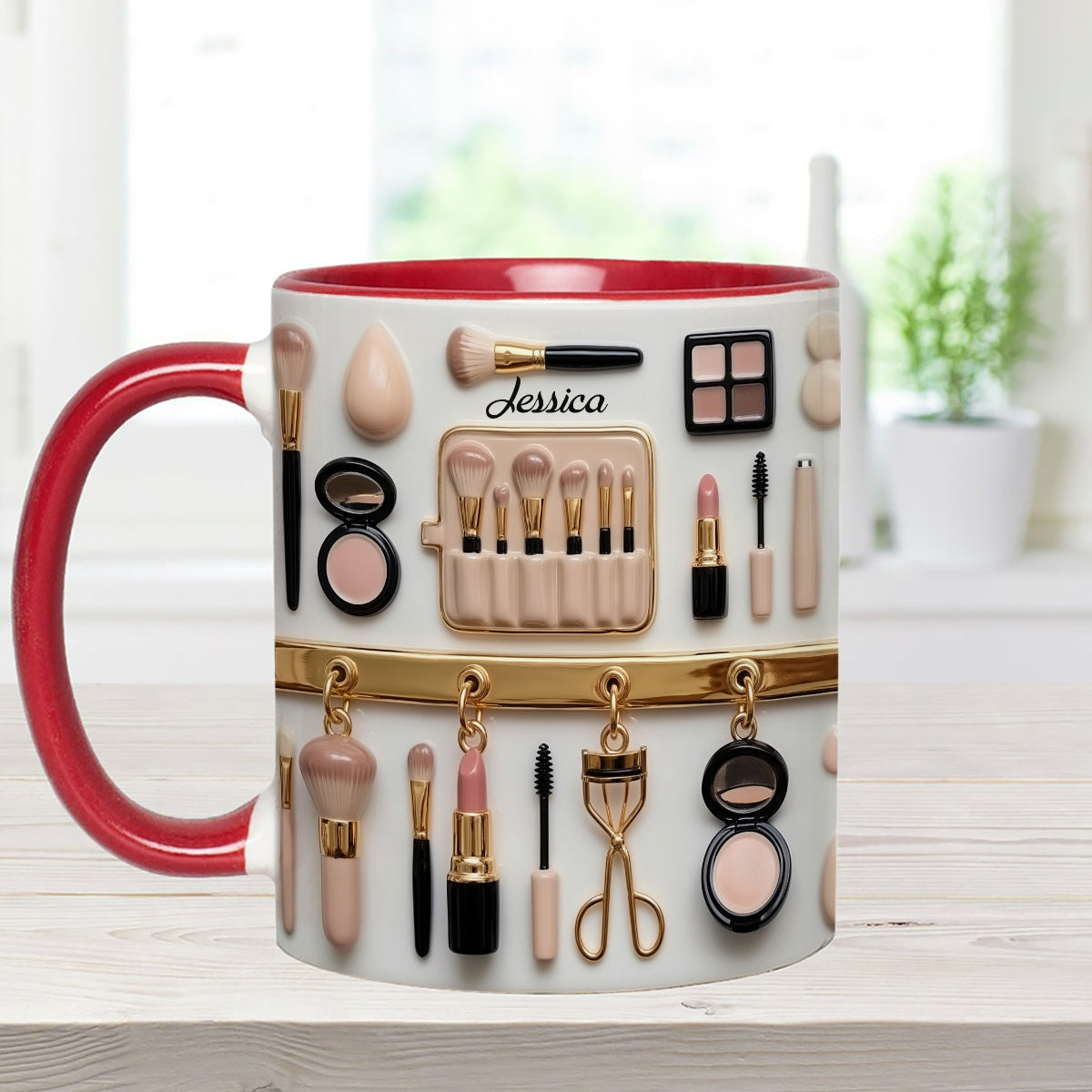 Makeup Artist - Personalized Makeup Set Accent Mug with Acrylic Stirrers