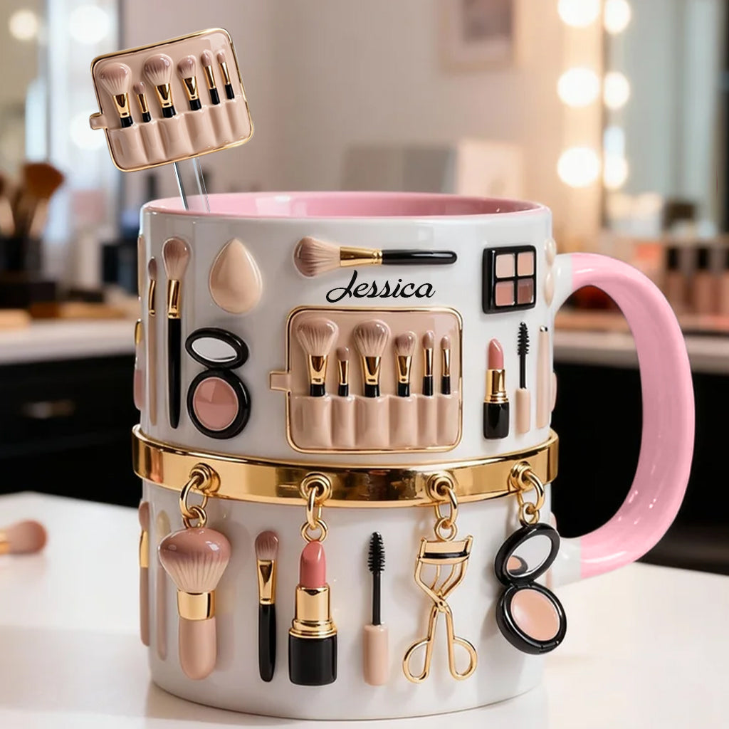Makeup Artist - Personalized Makeup Set Accent Mug with Acrylic Stirrers