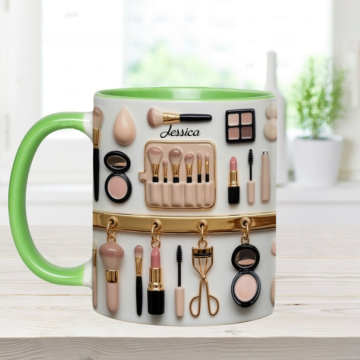 Makeup Artist - Personalized Makeup Set Accent Mug with Acrylic Stirrers