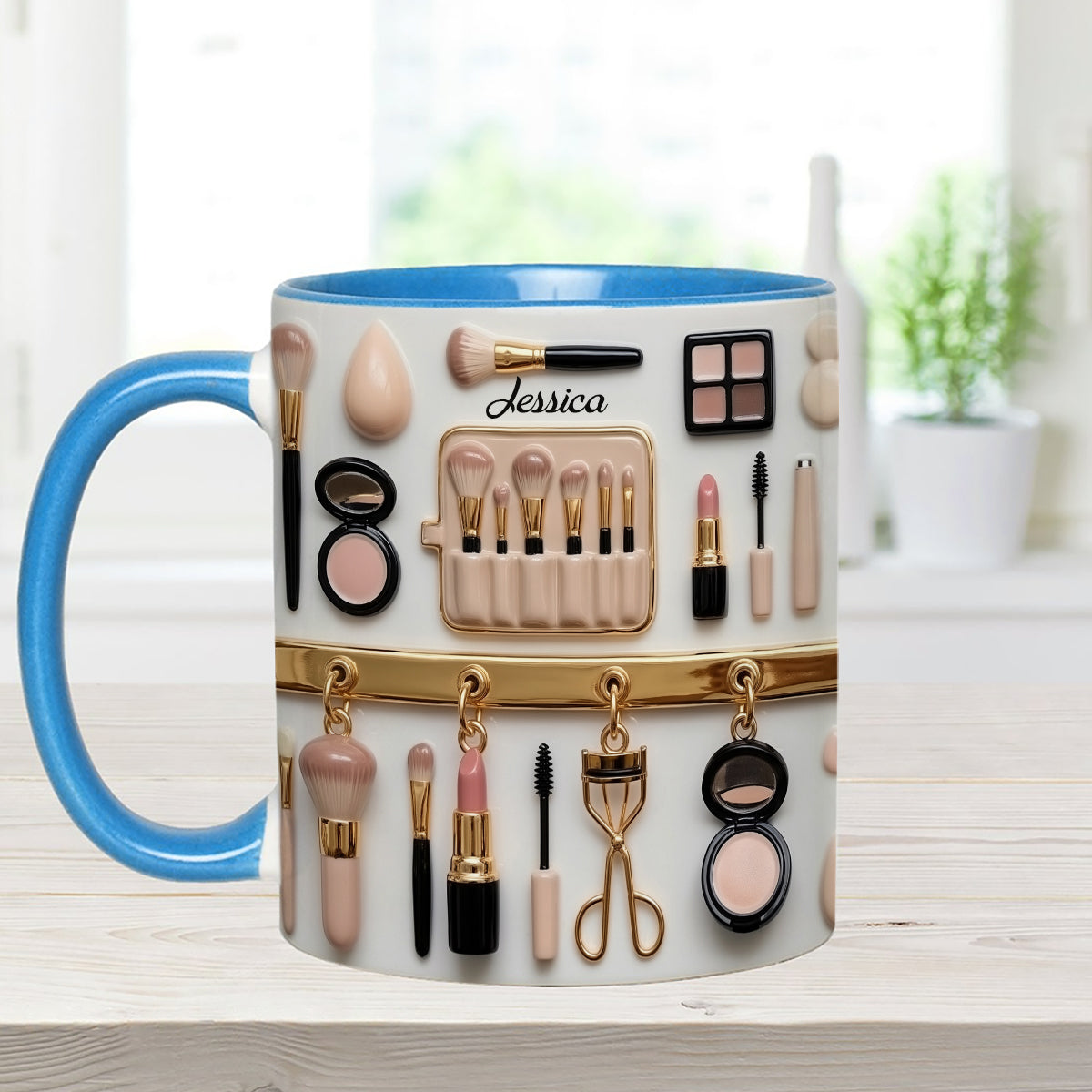 Makeup Artist - Personalized Makeup Set Accent Mug with Acrylic Stirrers