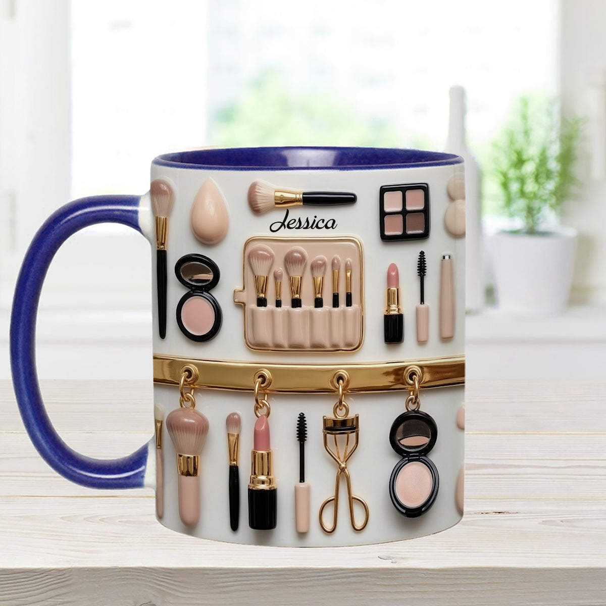 Makeup Artist - Personalized Makeup Set Accent Mug with Acrylic Stirrers