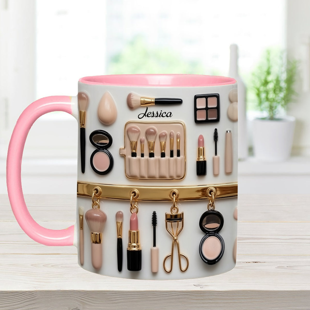 Makeup Artist - Personalized Makeup Set Accent Mug with Acrylic Stirrers