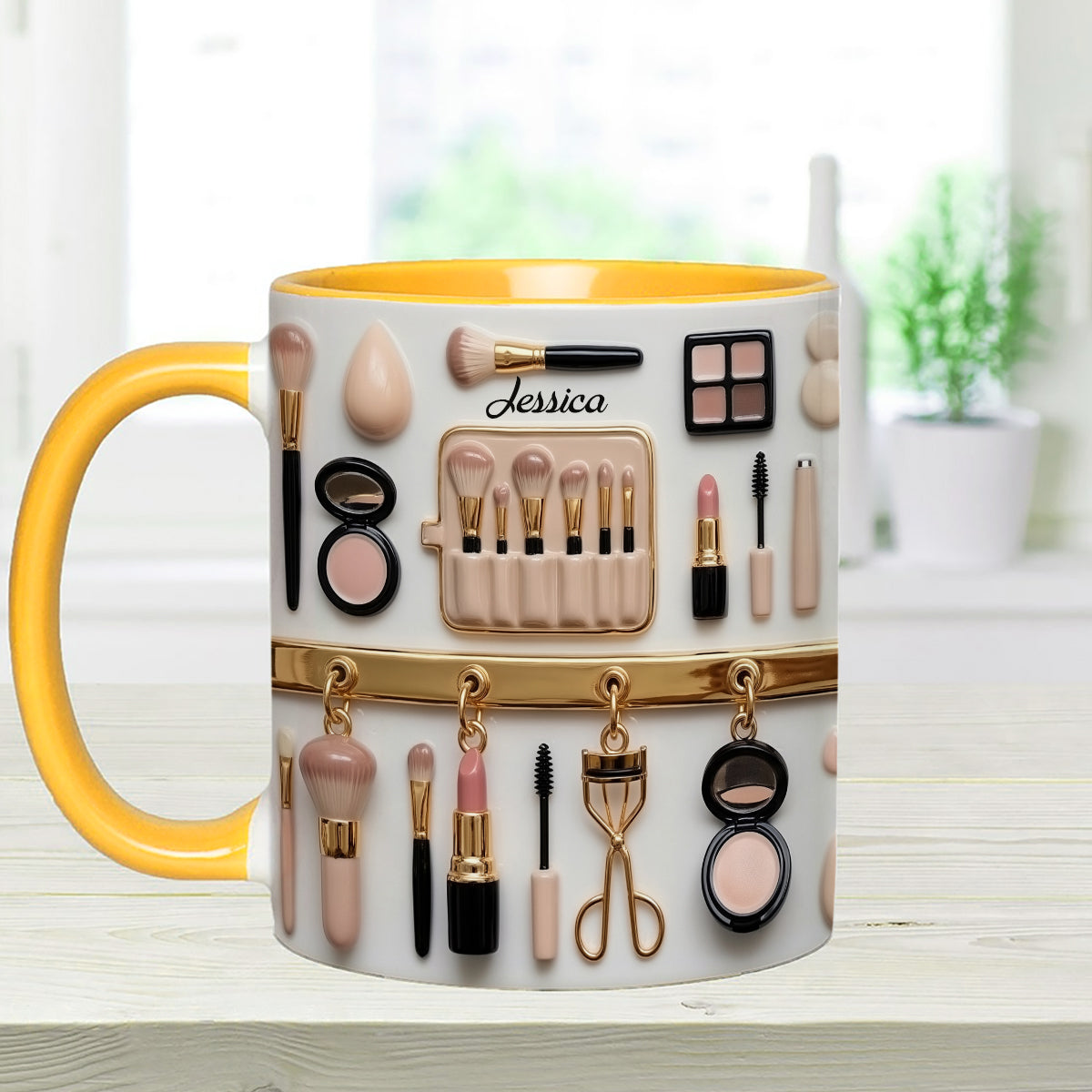 Makeup Artist - Personalized Makeup Set Accent Mug with Acrylic Stirrers