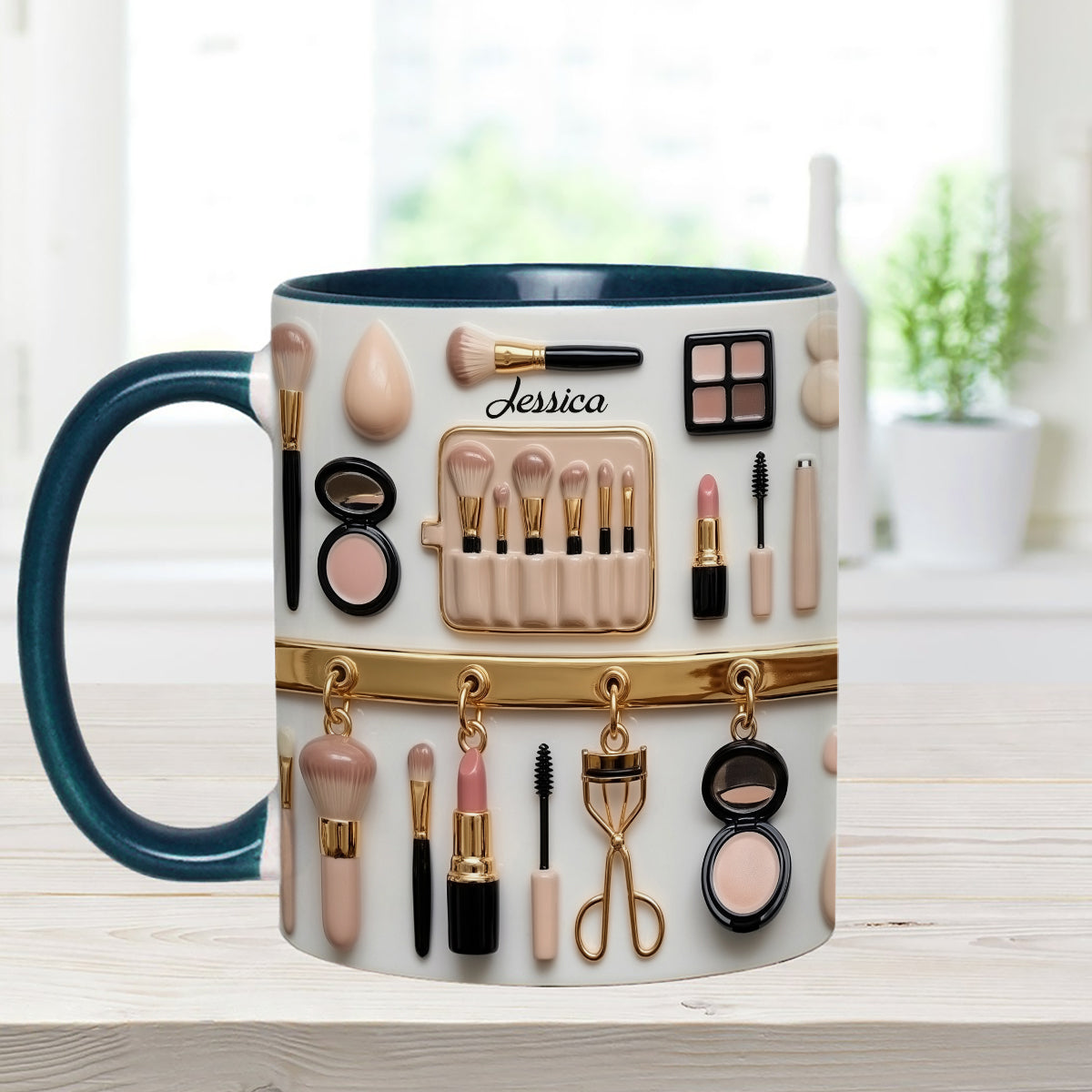 Makeup Artist - Personalized Makeup Set Accent Mug with Acrylic Stirrers