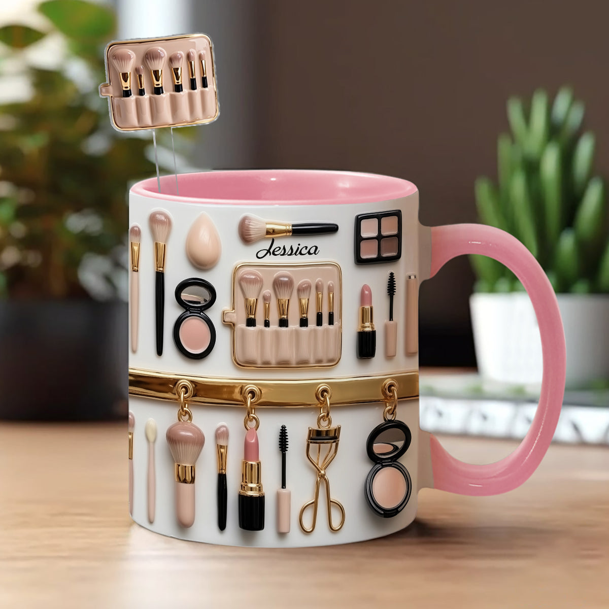 Makeup Artist - Personalized Makeup Set Accent Mug with Acrylic Stirrers