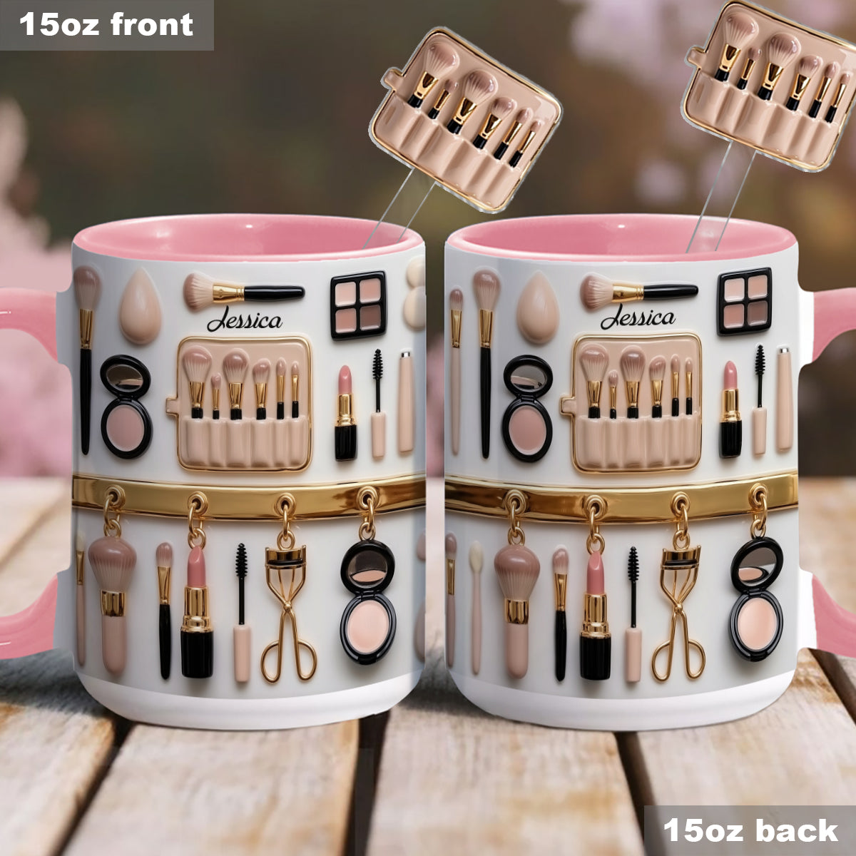 Makeup Artist - Personalized Makeup Set Accent Mug with Acrylic Stirrers