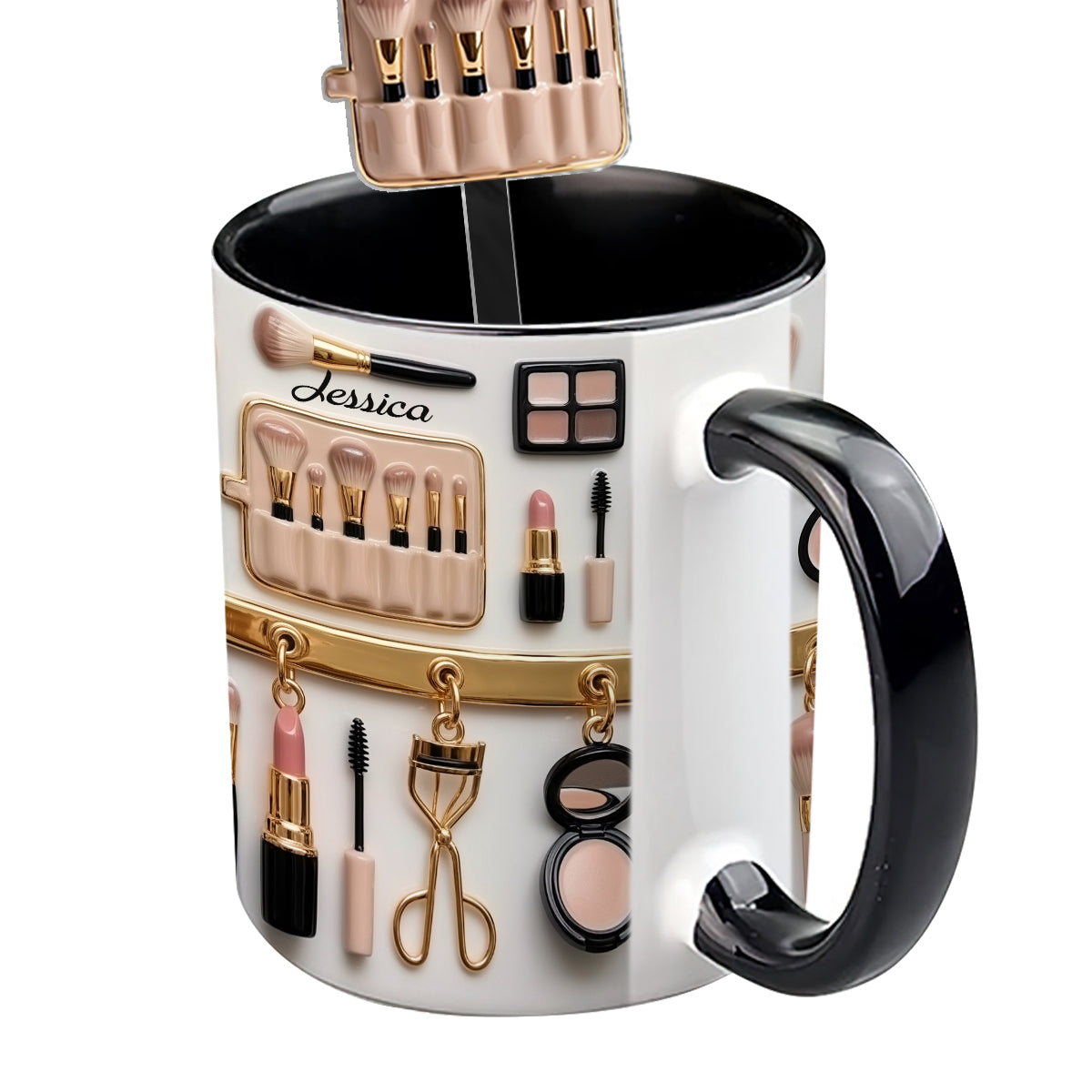 Makeup Artist - Personalized Makeup Set Accent Mug with Acrylic Stirrers