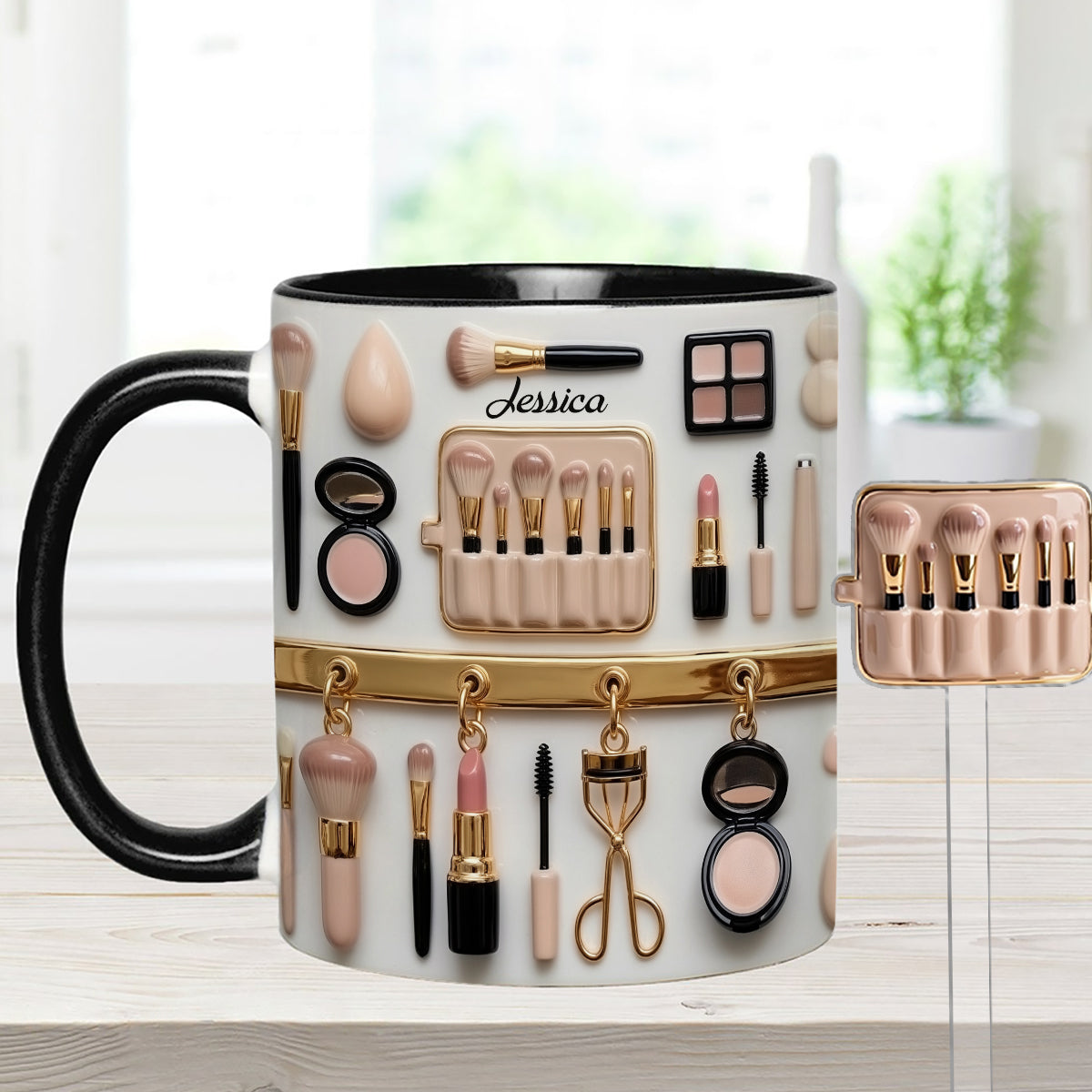 Makeup Artist - Personalized Makeup Set Accent Mug with Acrylic Stirrers
