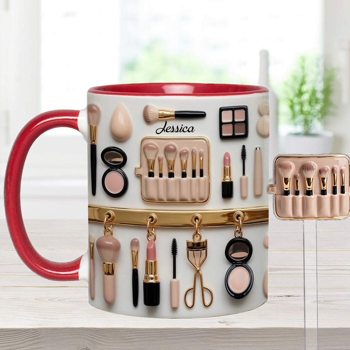 Makeup Artist - Personalized Makeup Set Accent Mug with Acrylic Stirrers