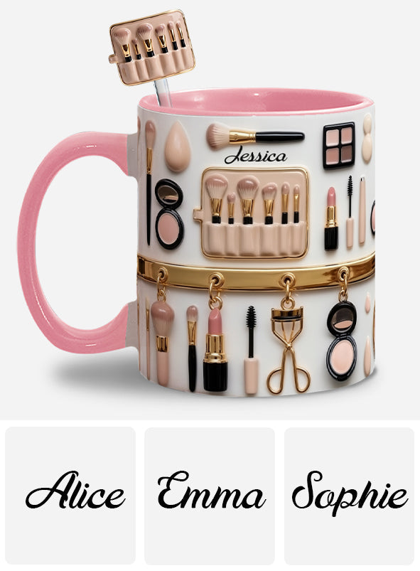 Makeup Artist - Personalized Makeup Set Accent Mug with Acrylic Stirrers