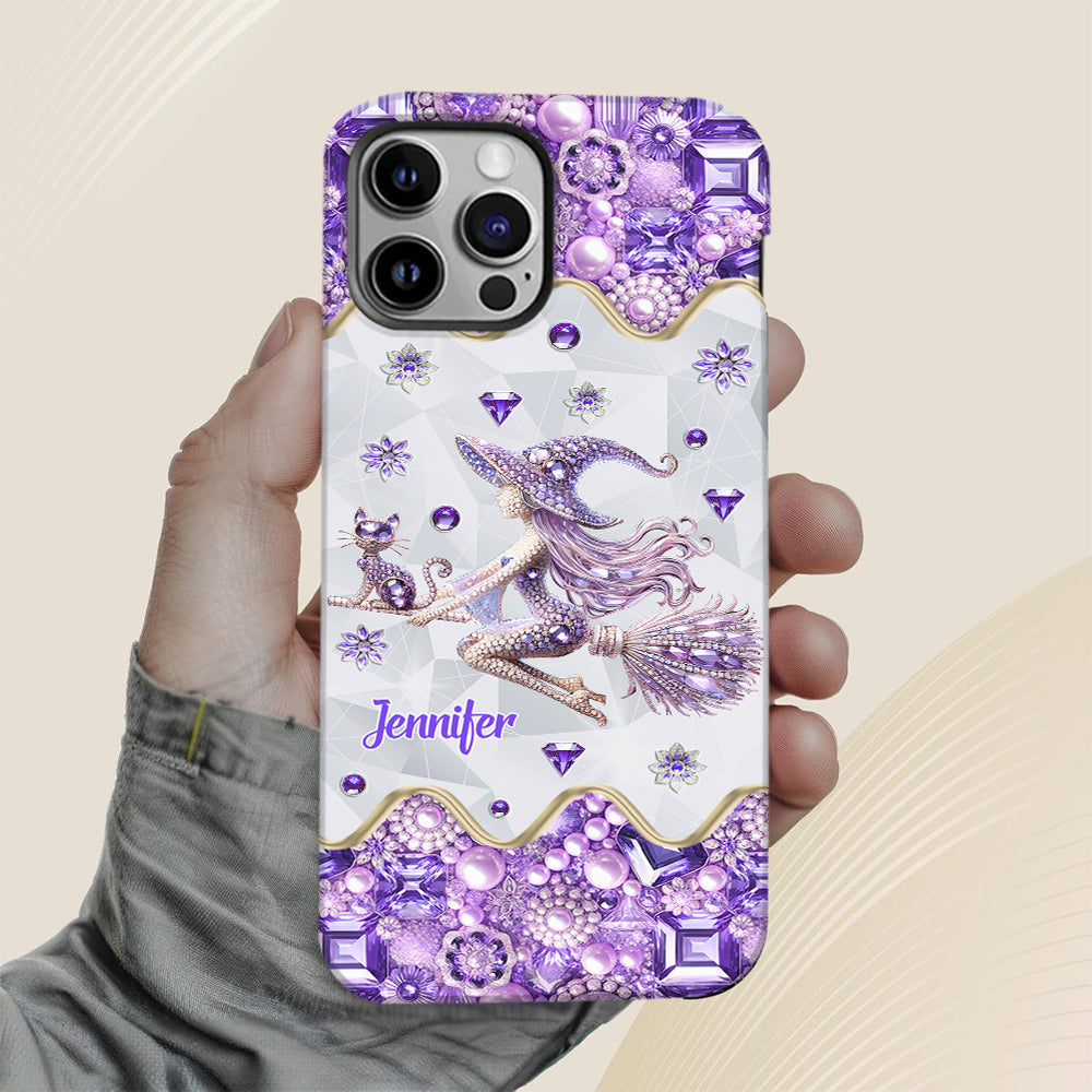 Witch And Broomstick - Personalized Witch Full Print Phone Case