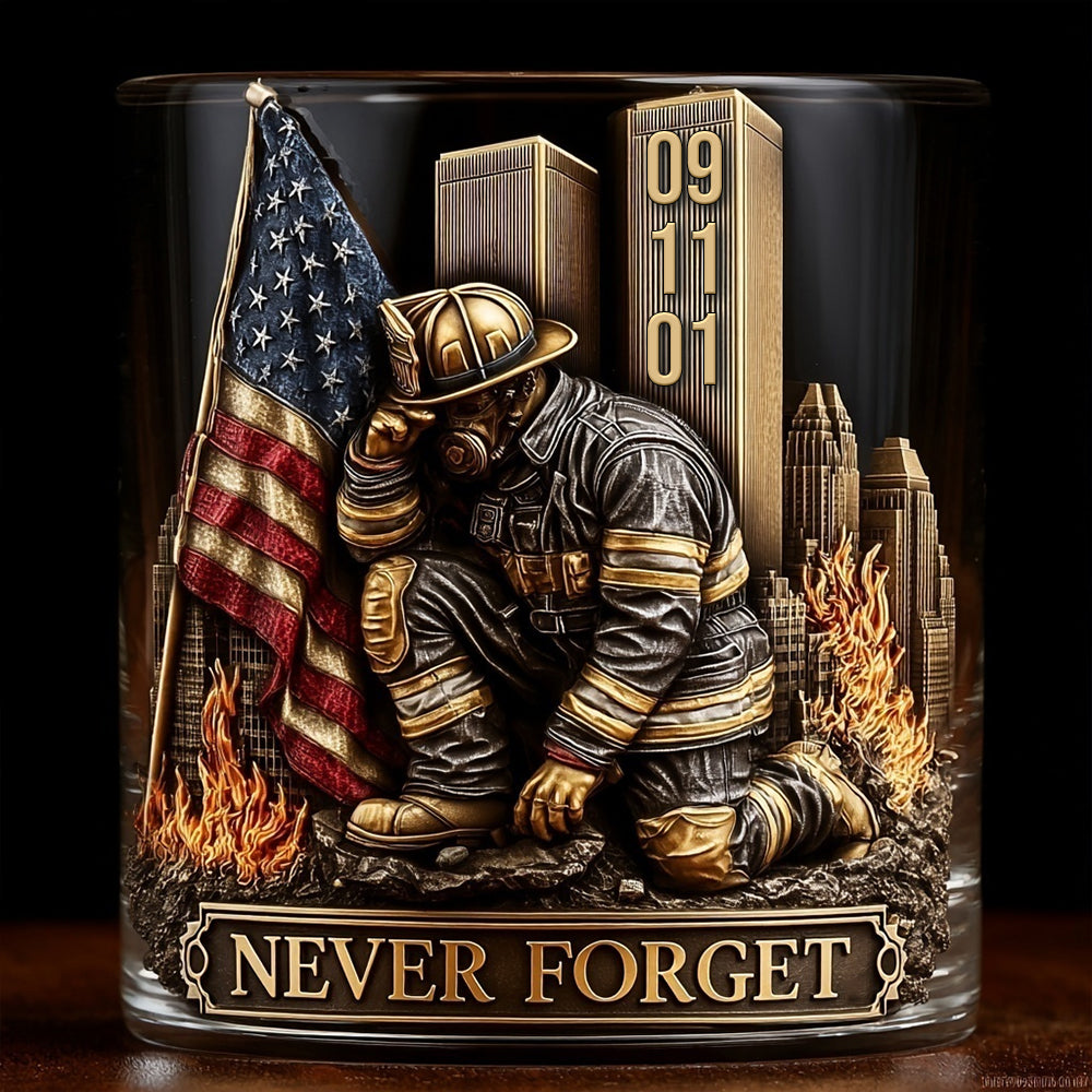 We Will Never Forget 09/11 - Firefighter Whiskey Glass