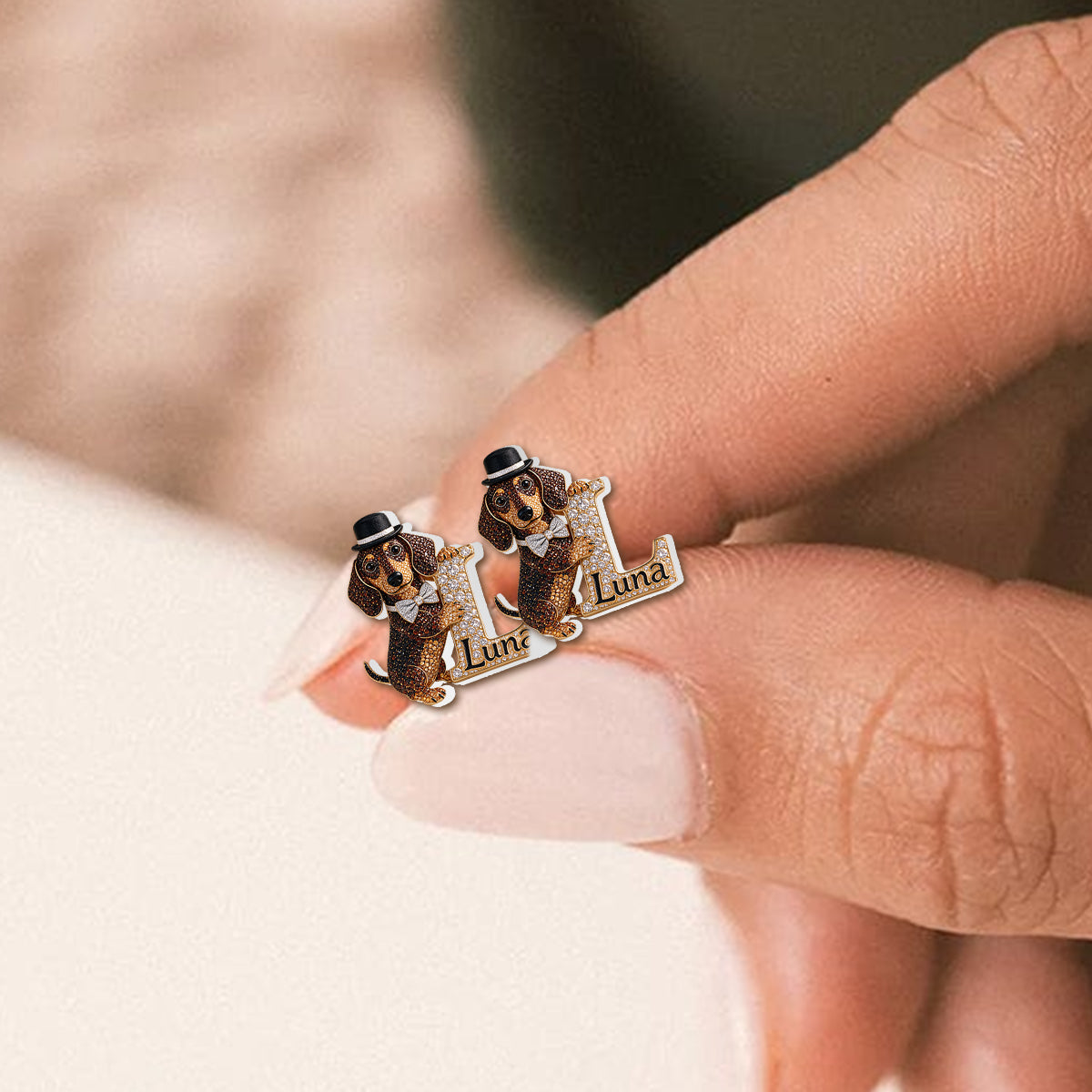 Dog Hug Letter - Personalized Dog Stud Earrings