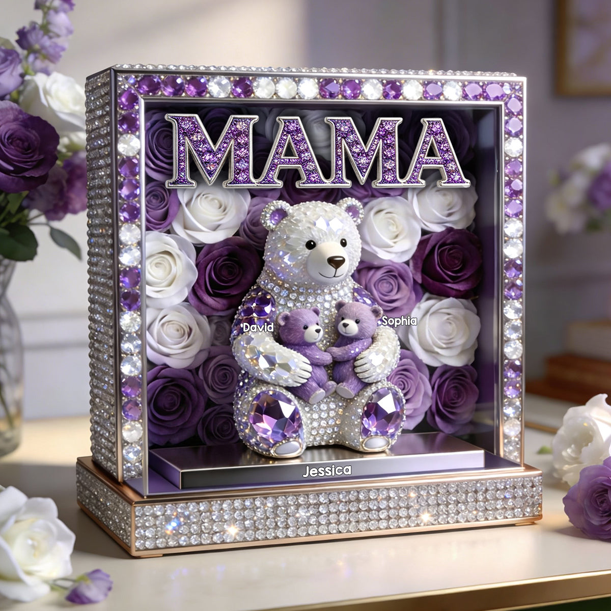 Mom/Grandma Bear - Personalized Mother Custom Shaped Acrylic Plaque