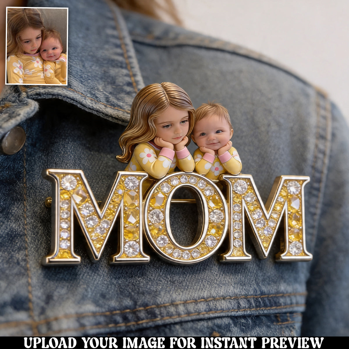 Unique Mother's Day Gift, Custom From Any Photo - Personalized Mother Pin