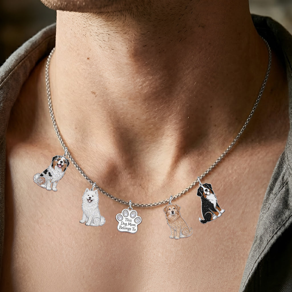 This Dog Mom Belongs To - Personalized Dog Metal Necklaces With Pendants