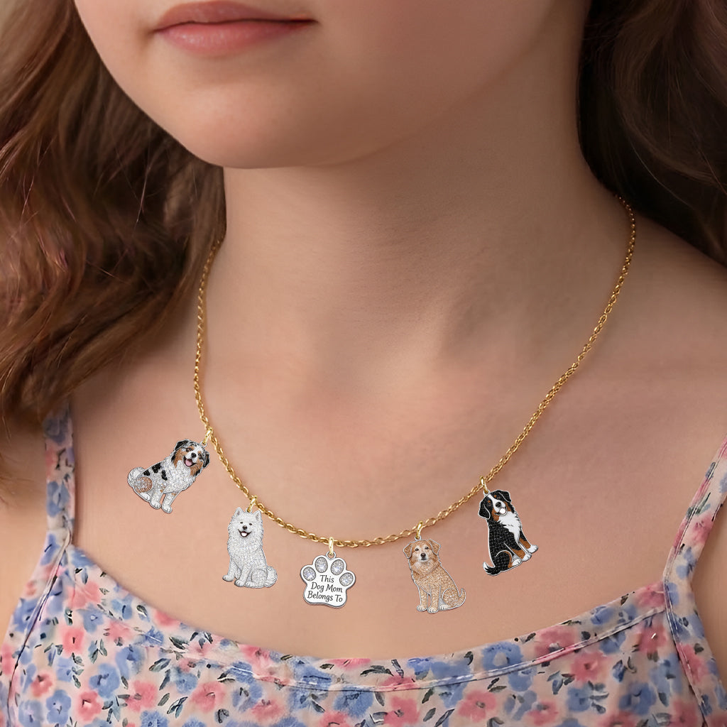 This Dog Mom Belongs To - Personalized Dog Metal Necklaces With Pendants