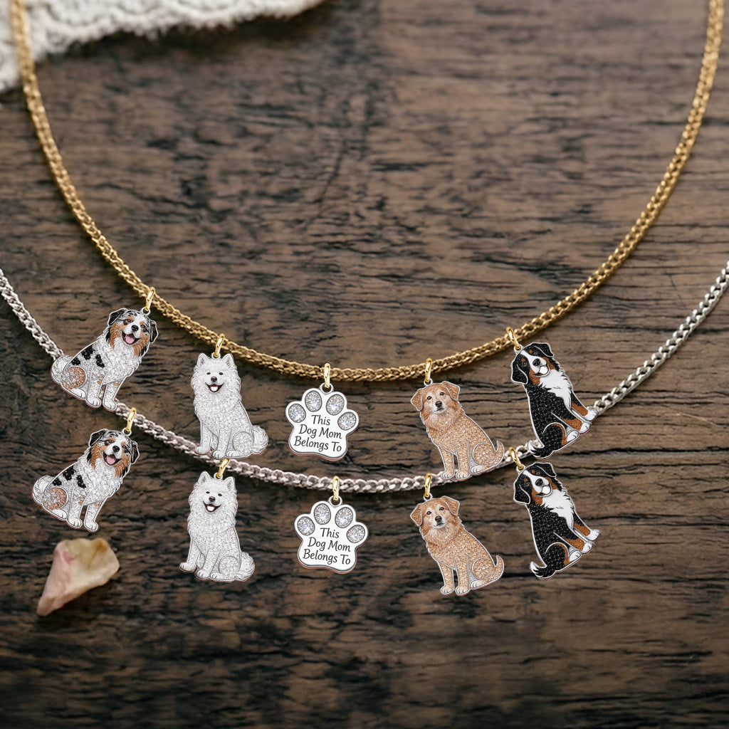 This Dog Mom Belongs To - Personalized Dog Metal Necklaces With Pendants
