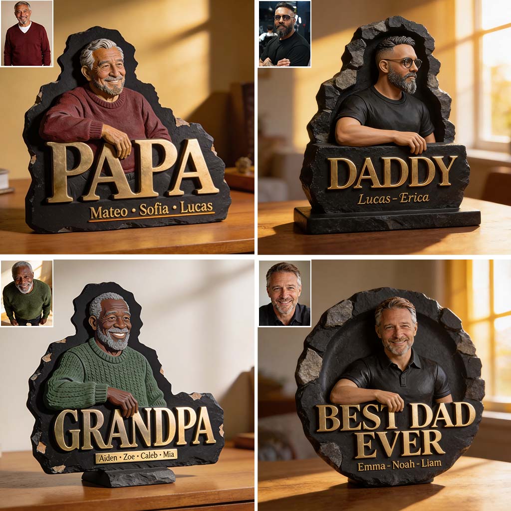 Papa Dad Gift Custom From Photo - Personalized Grandpa Custom Shaped Acrylic Plaque