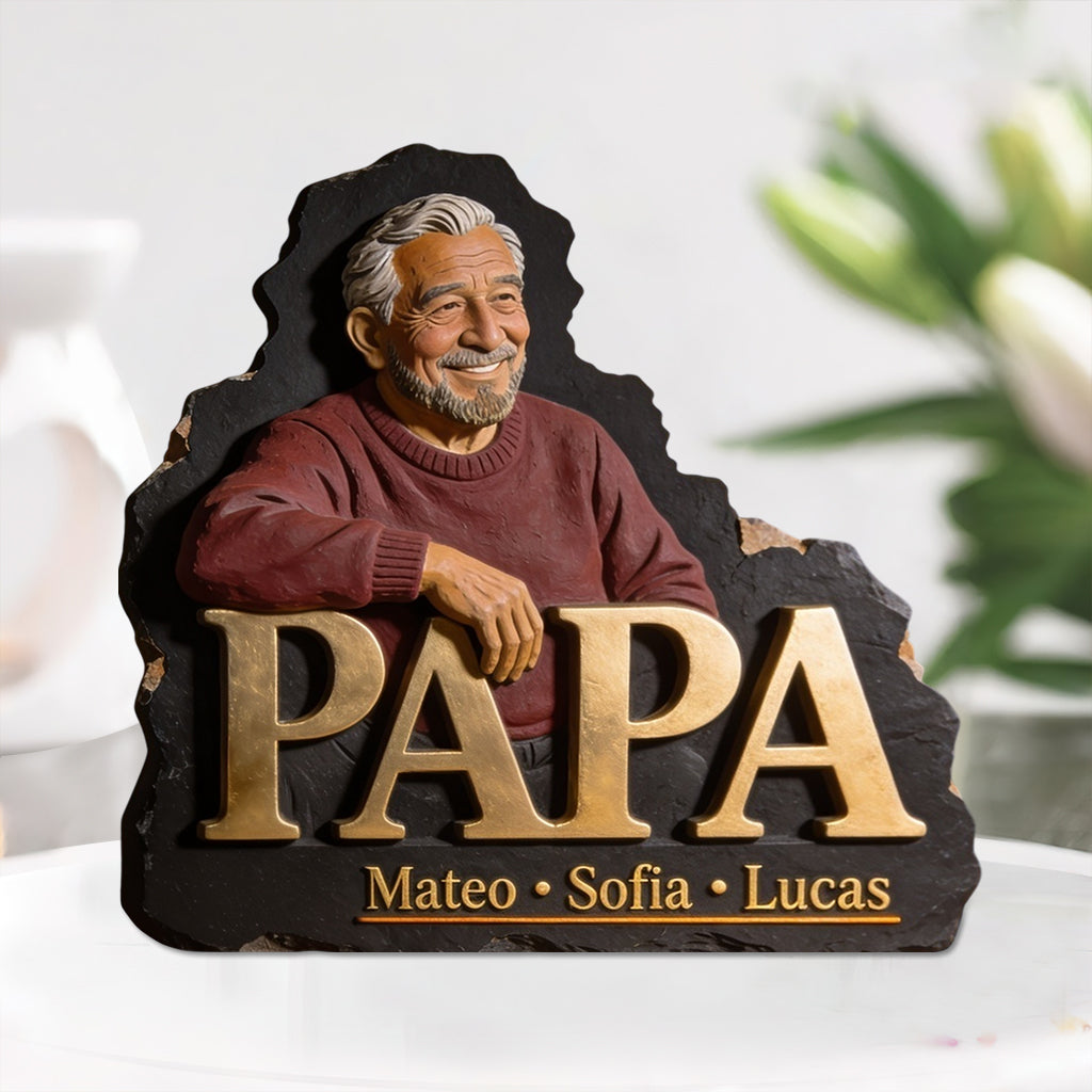 Papa Dad Gift Custom From Photo - Personalized Grandpa Custom Shaped Acrylic Plaque