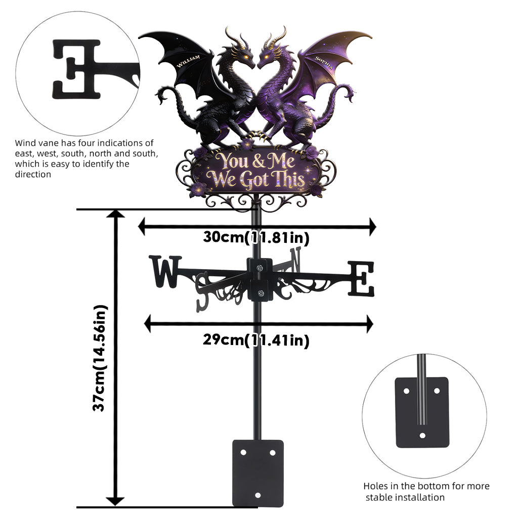 You & Me We Love You - Personalized Dragon Weather Vane