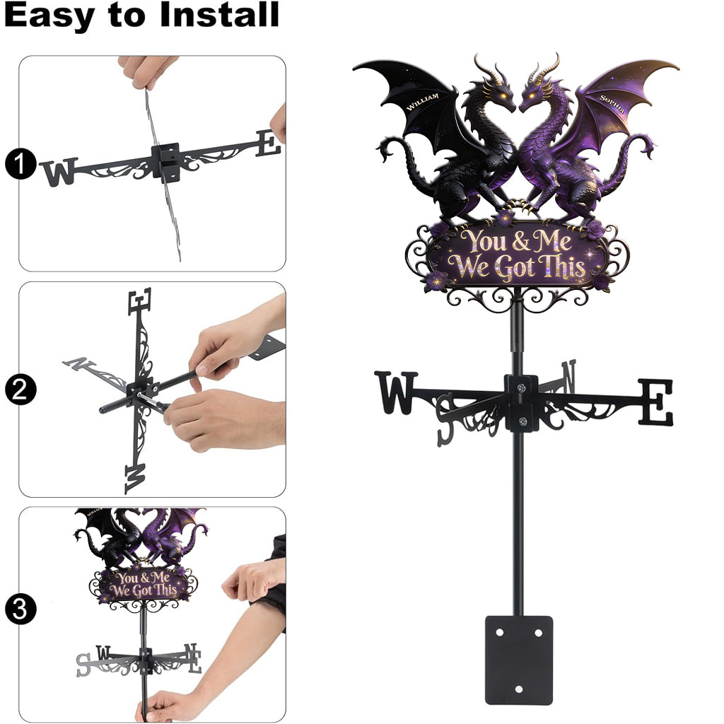 You & Me We Love You - Personalized Dragon Weather Vane