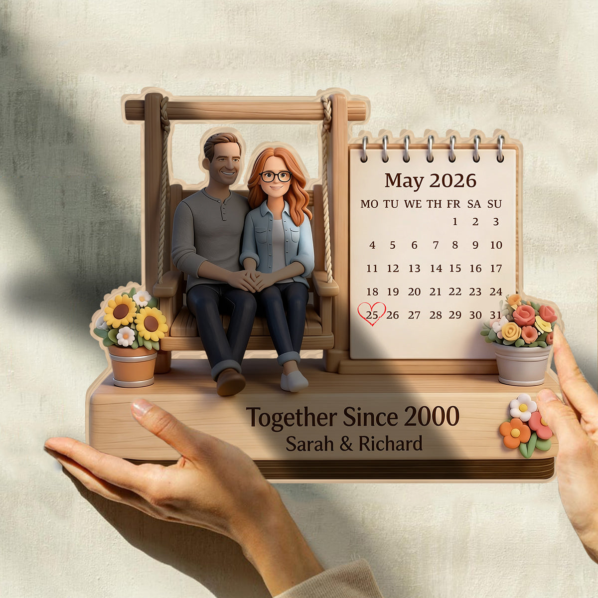 Together Since - Personalized Couple Custom Shaped Wood Plaque