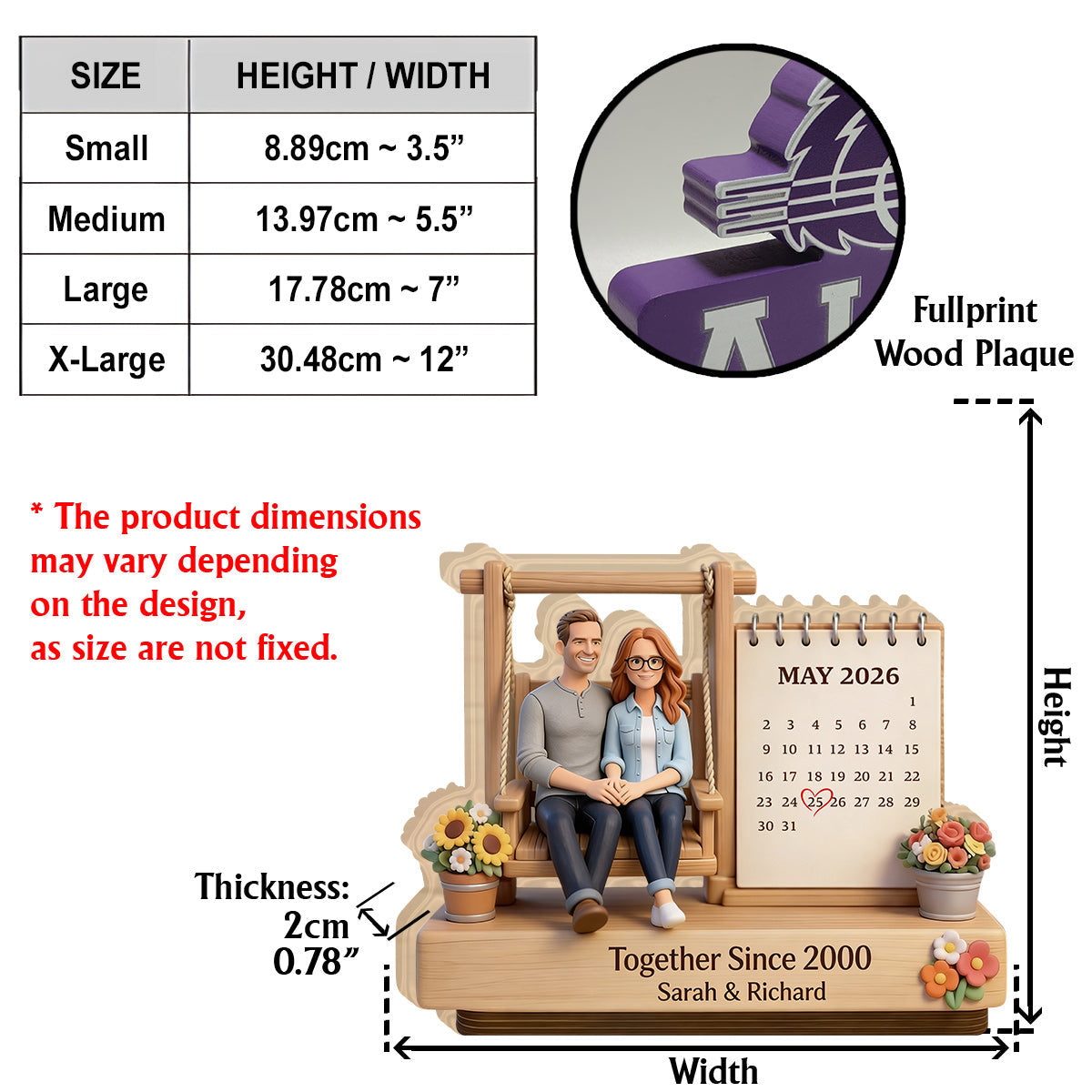 Together Since - Personalized Couple Custom Shaped Wood Plaque