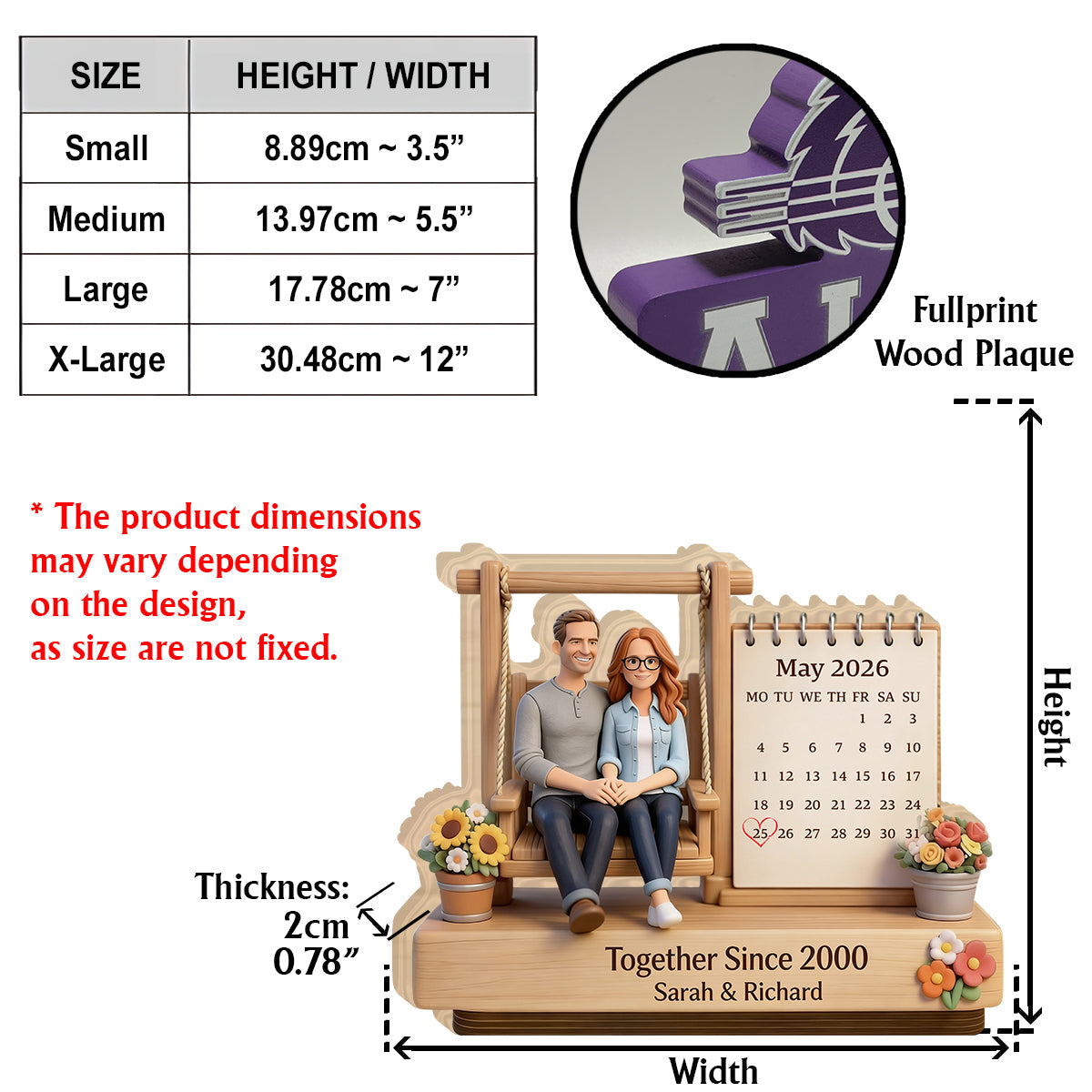 Together Since - Personalized Couple Custom Shaped Wood Plaque