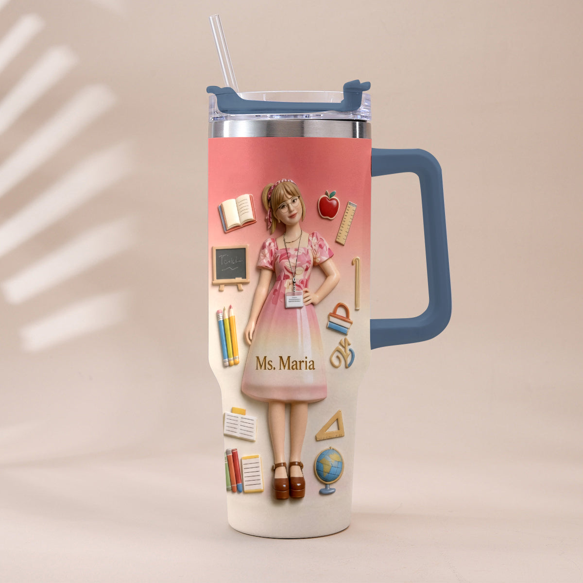Best Teacher Ever - Personalized Teacher Tumbler With Plush Charm