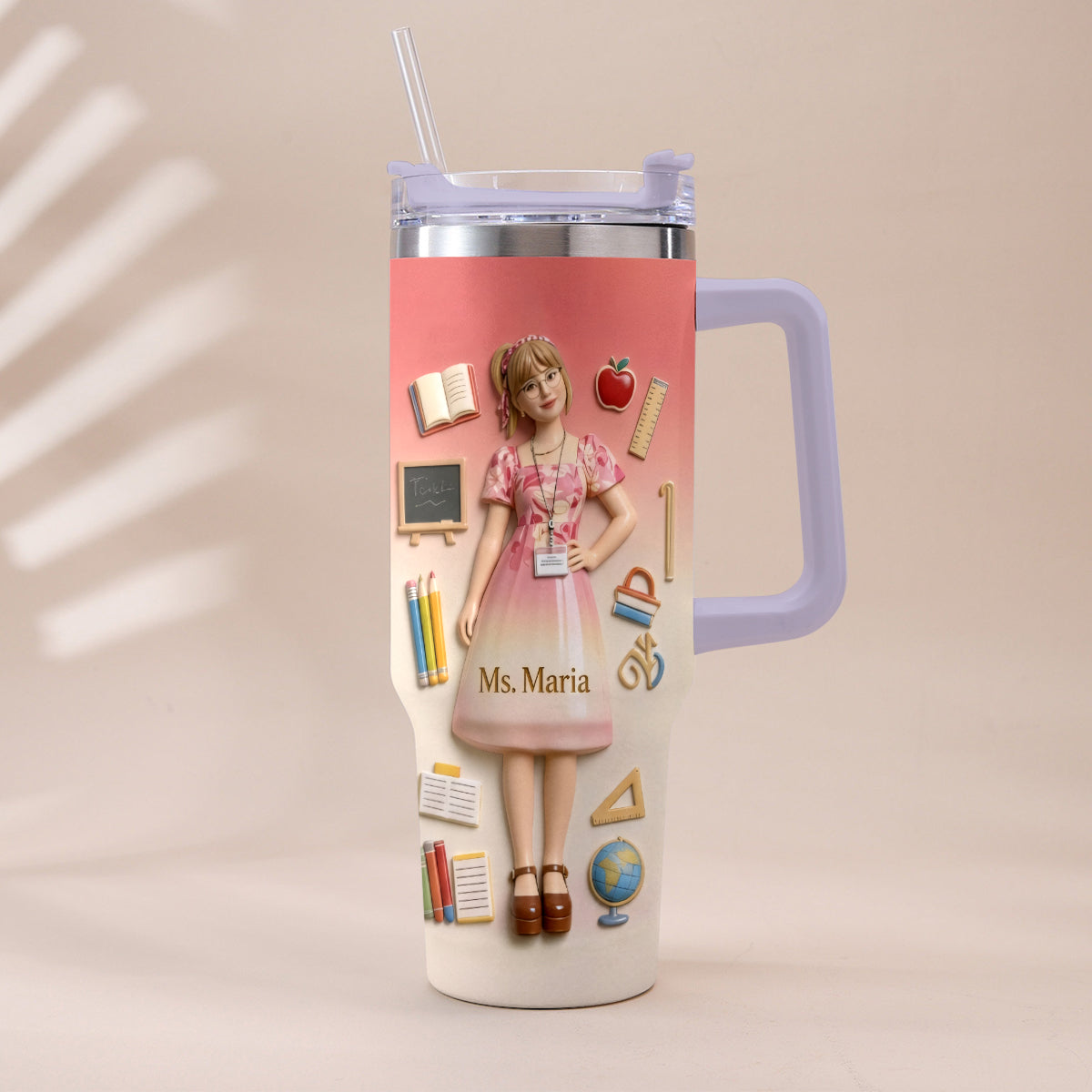 Best Teacher Ever - Personalized Teacher Tumbler With Plush Charm