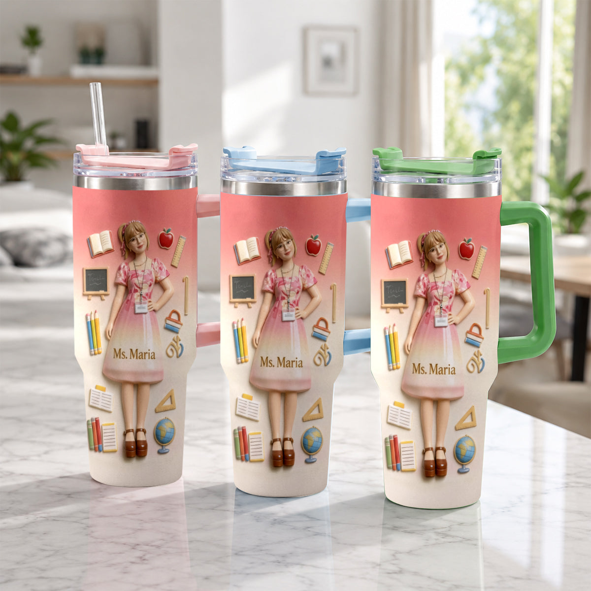 Best Teacher Ever - Personalized Teacher Tumbler With Plush Charm
