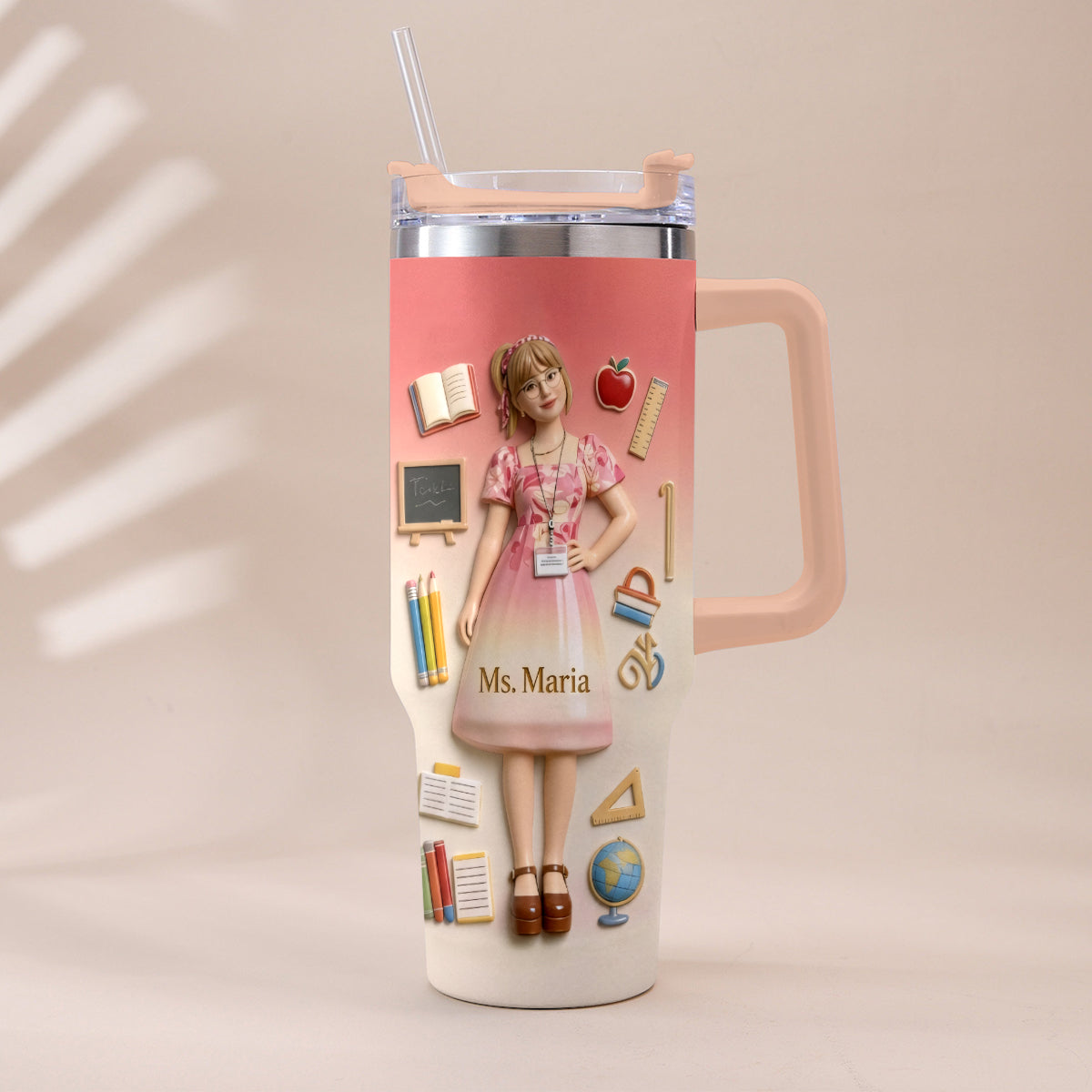 Best Teacher Ever - Personalized Teacher Tumbler With Plush Charm