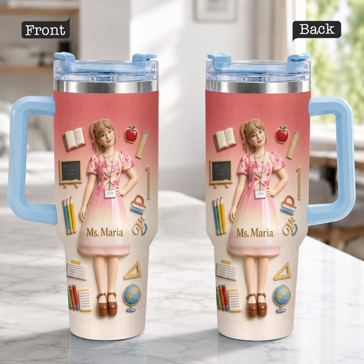 Best Teacher Ever - Personalized Teacher Tumbler With Plush Charm