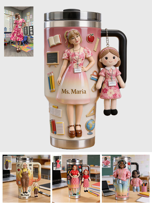Best Teacher Ever - Personalized Teacher Tumbler With Plush Charm